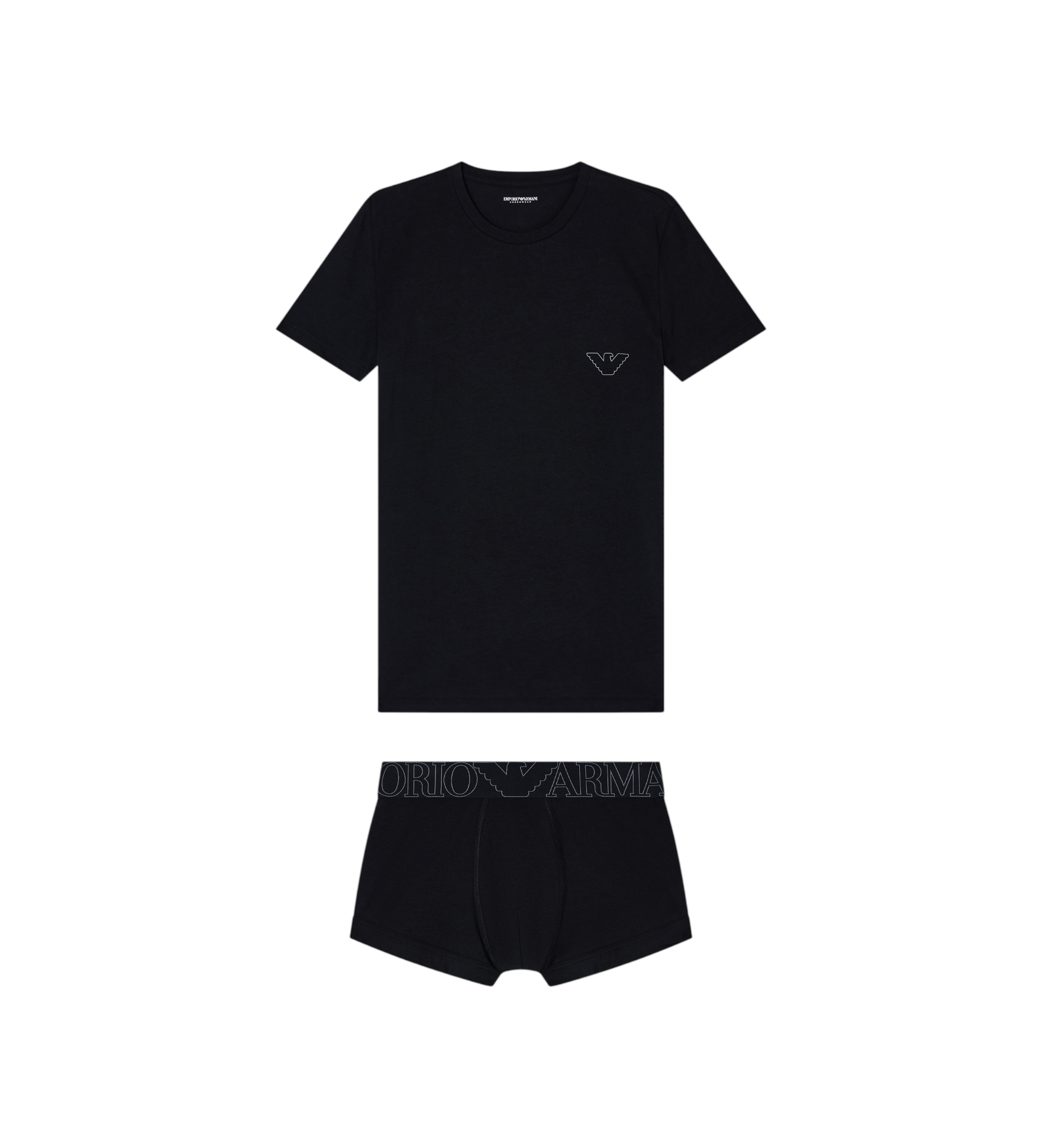 Emporio Armani Conjunto T-shirt e boxers Megalogo preto Emporio Armani Conjunto T-shirt e boxers Megalogo preto