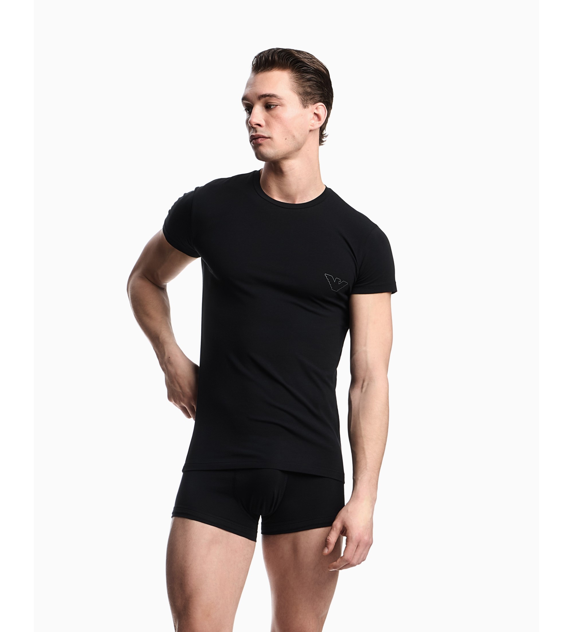 Emporio Armani Conjunto T-shirt e boxers Megalogo preto Emporio Armani Conjunto T-shirt e boxers Megalogo preto