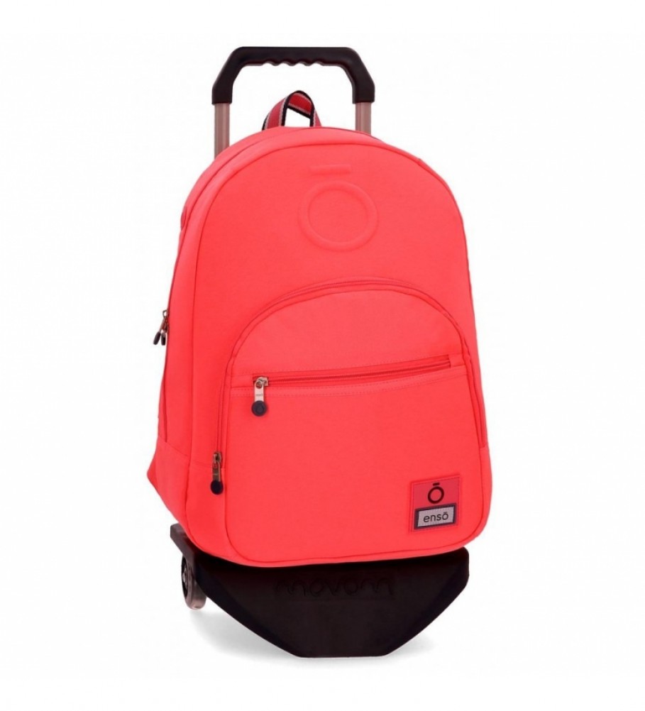 Enso Backpack with trolley Basic coral -32x46x15cm