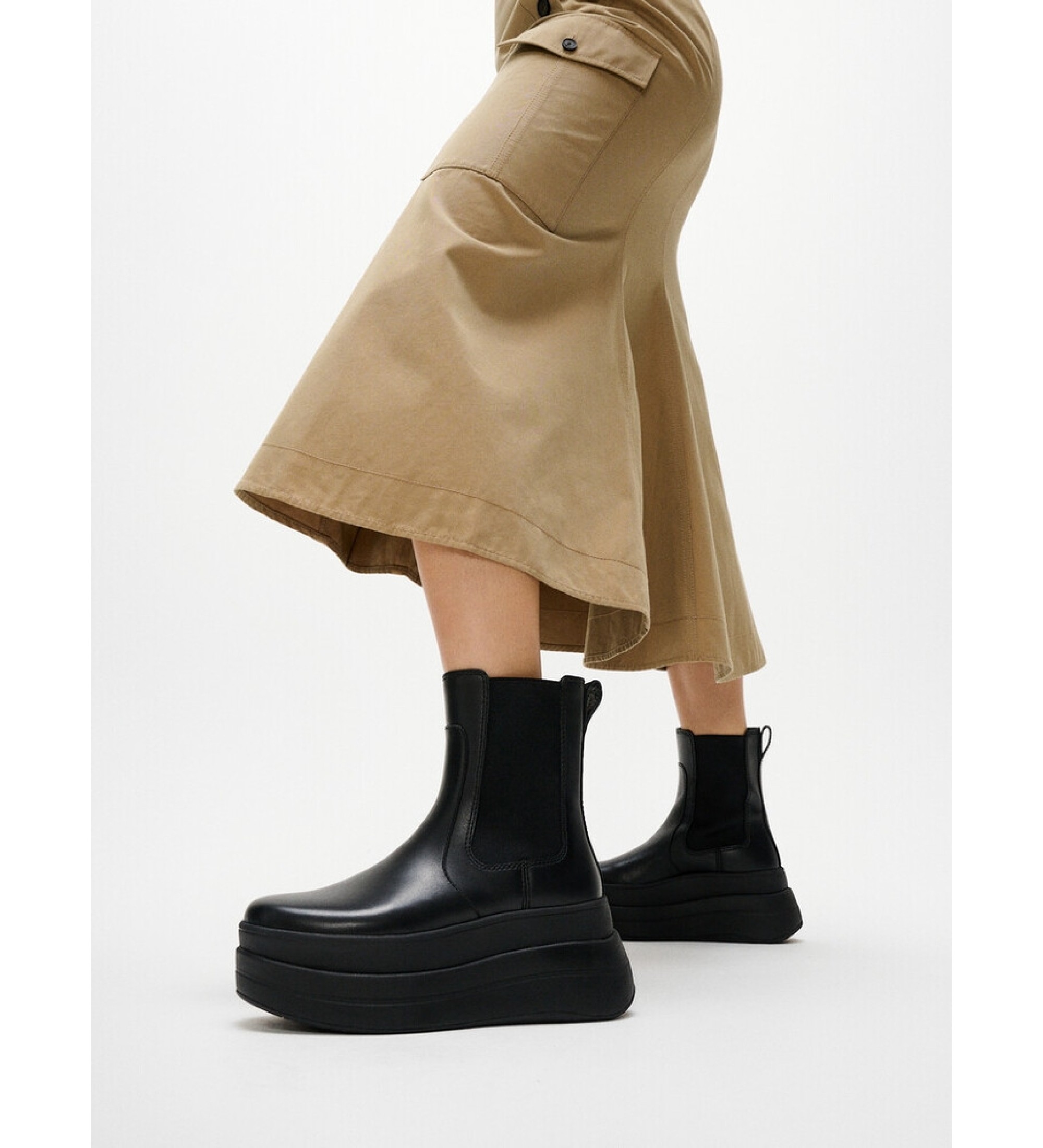 Fitflop F-Mode Stack Leather Ankle Boots preto Fitflop F-Mode Stack Leather Ankle Boots preto