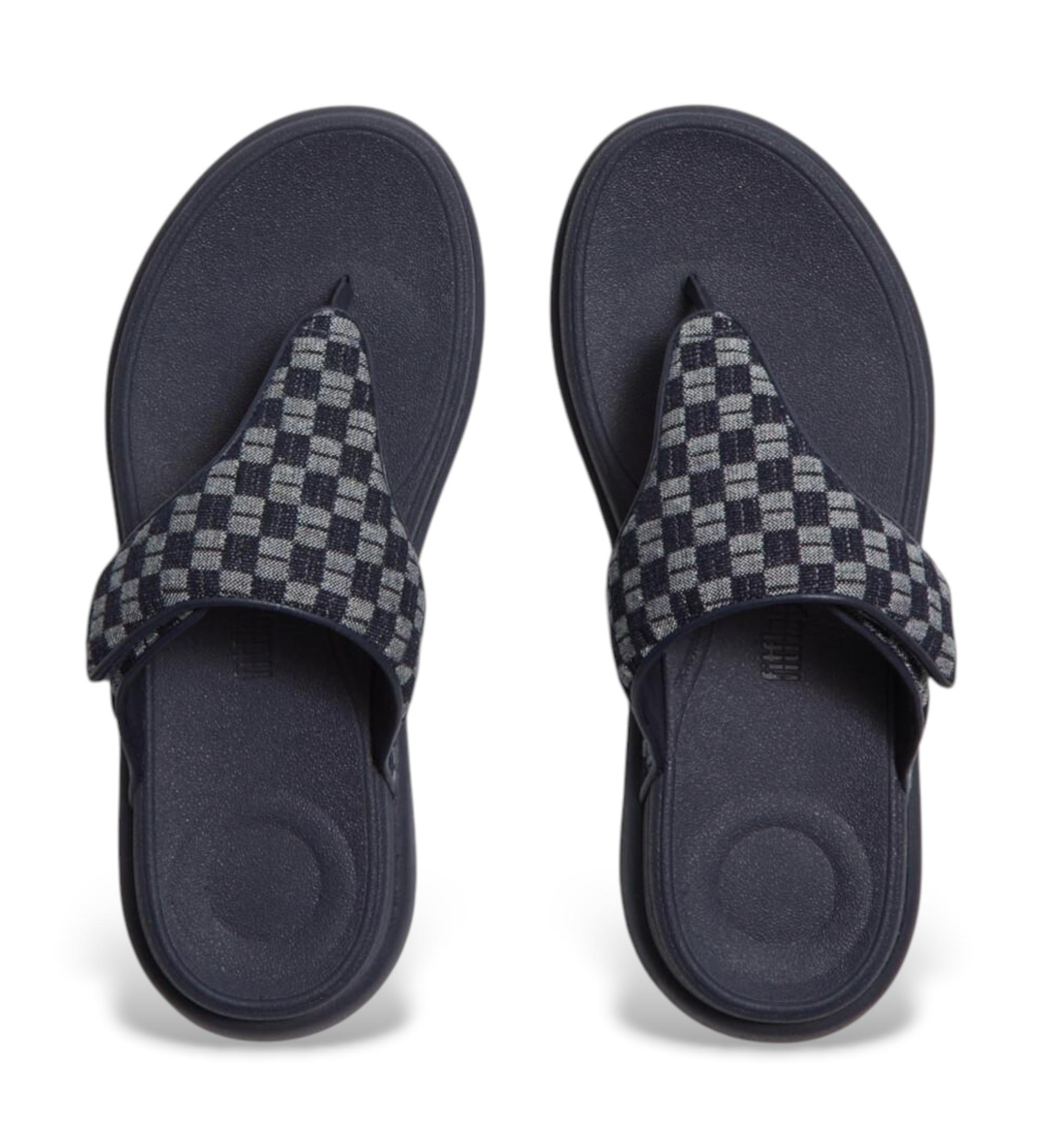Fitflop Sandały F-Mode Go Checkerboard-Denim Toe-Post granatowe