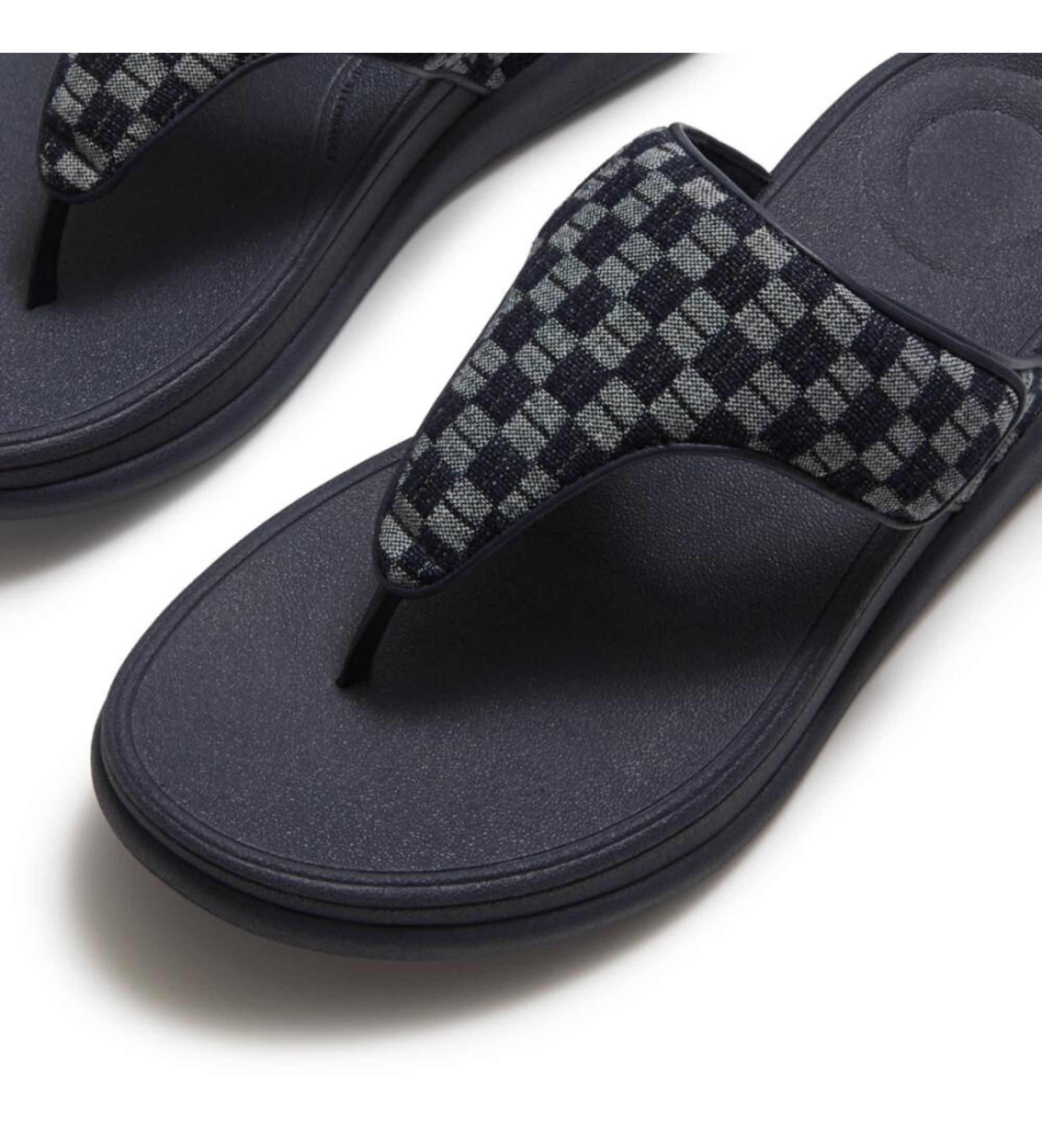 Fitflop Sandały F-Mode Go Checkerboard-Denim Toe-Post granatowe