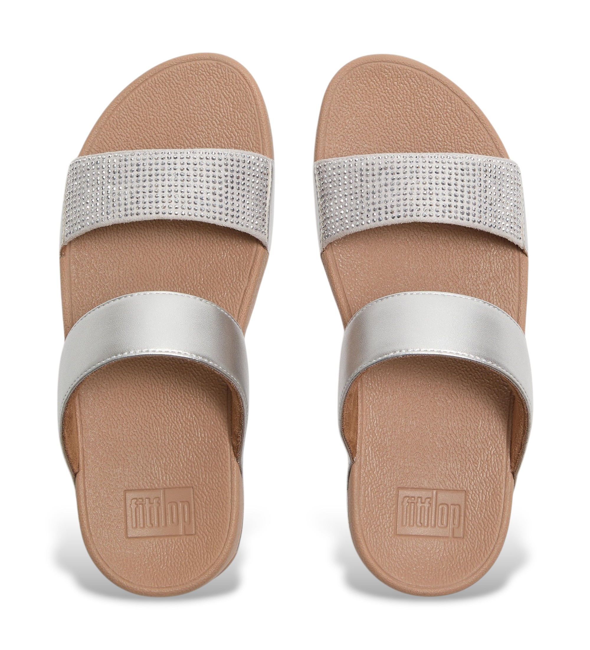 Fitflop Srebrne sandały Lulu Crystal Embellished Slides