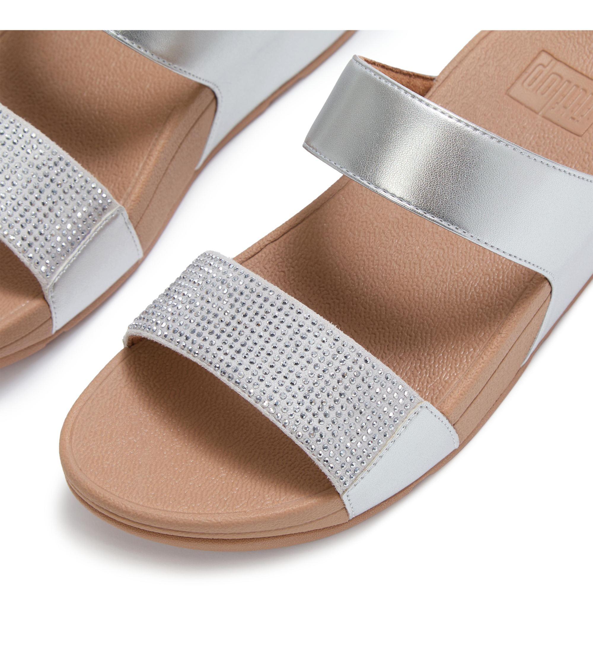Fitflop Srebrne sandały Lulu Crystal Embellished Slides