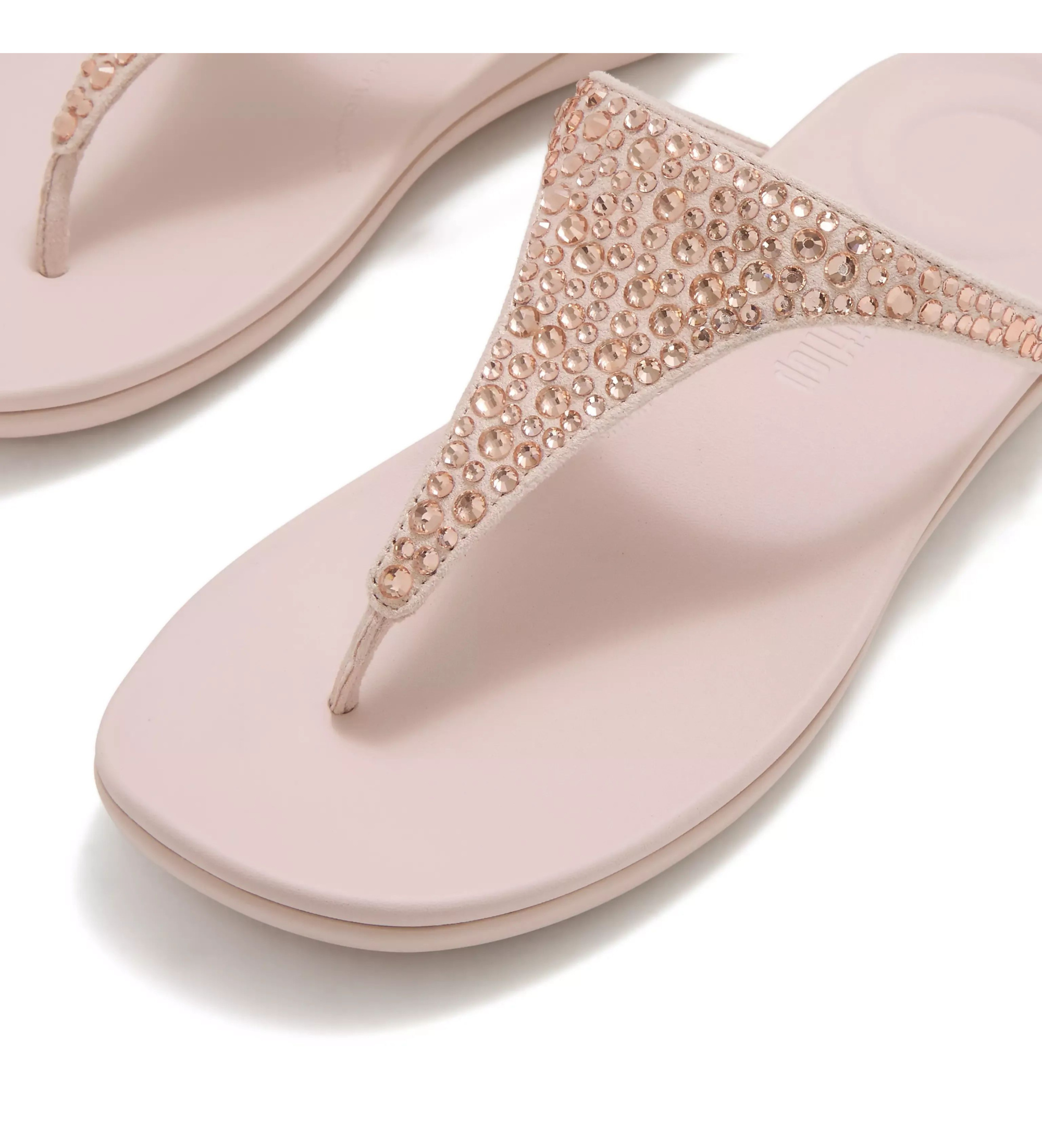 Fitflop Sandały skórzane Solay Mixed-Crystal Toe-Post nude