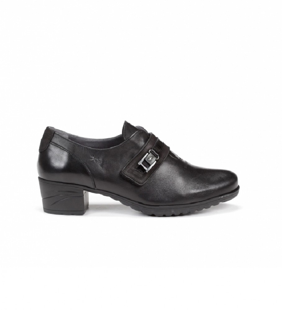Fluchos Charis F0587 Sugar black leather shoes -Heel height: 4cm