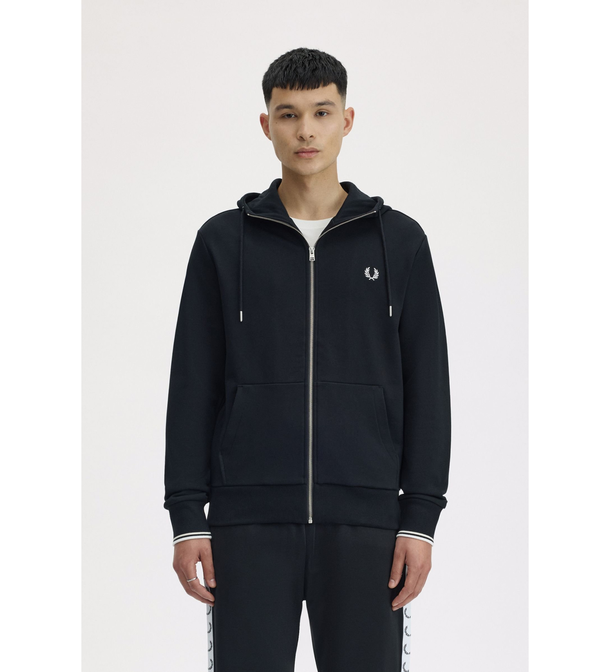 Fred Perry Sweatshirt com capuz e fecho de correr Preto Fred Perry Sweatshirt com capuz e fecho de correr Preto