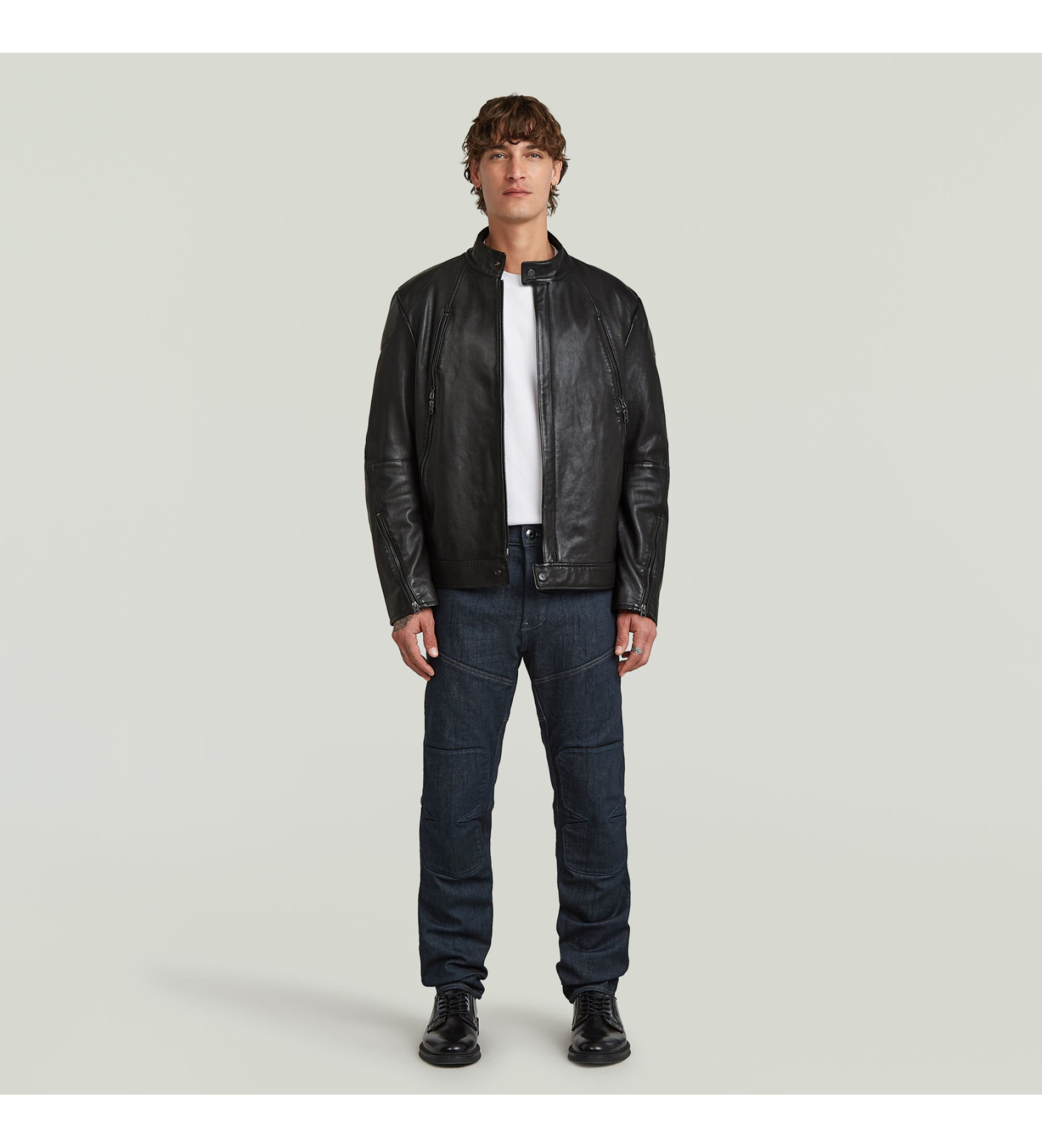 G-Star Black leather biker jacket - Esdemarca Store fashion