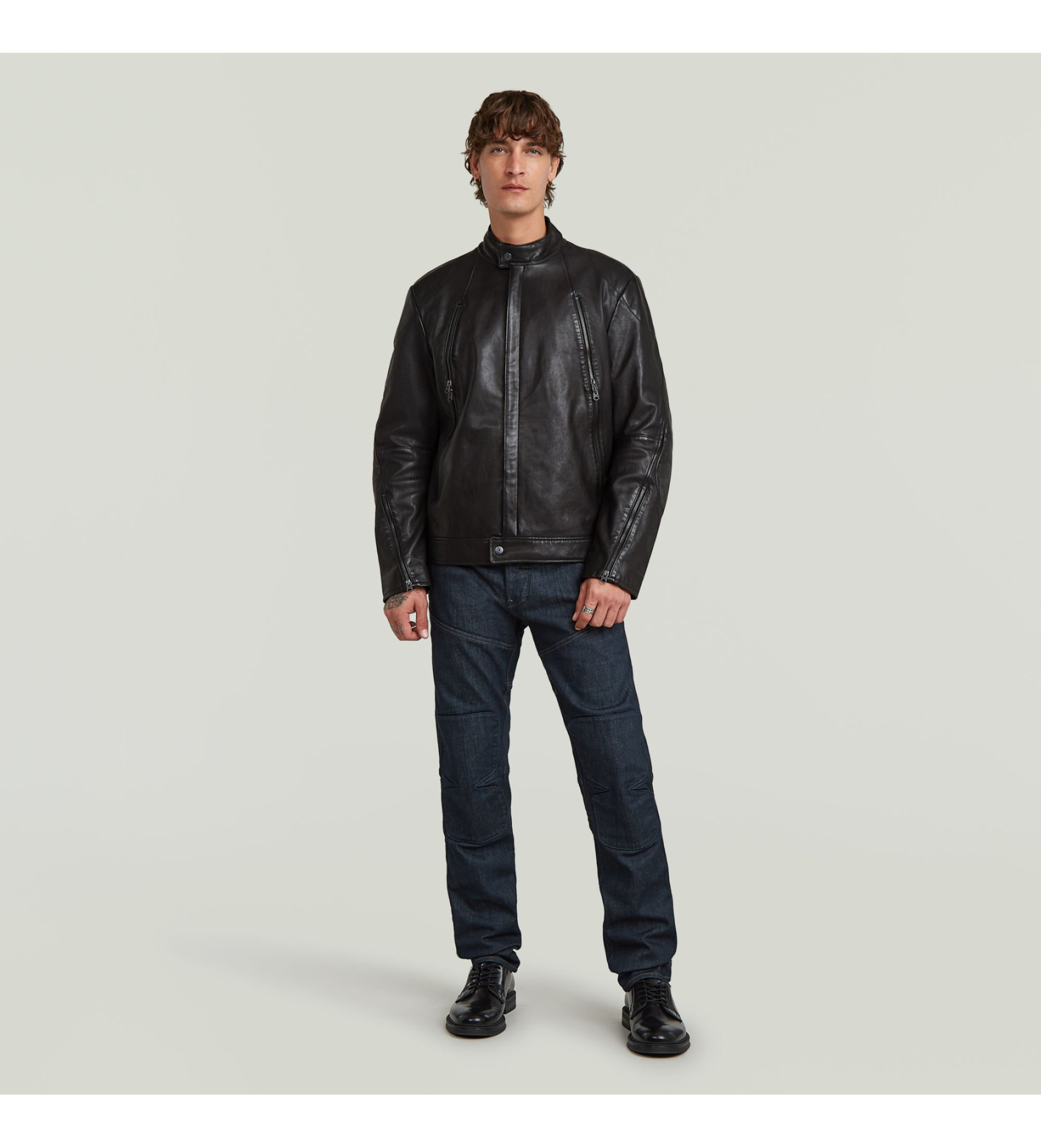 G-Star Black leather biker jacket - Esdemarca Store fashion