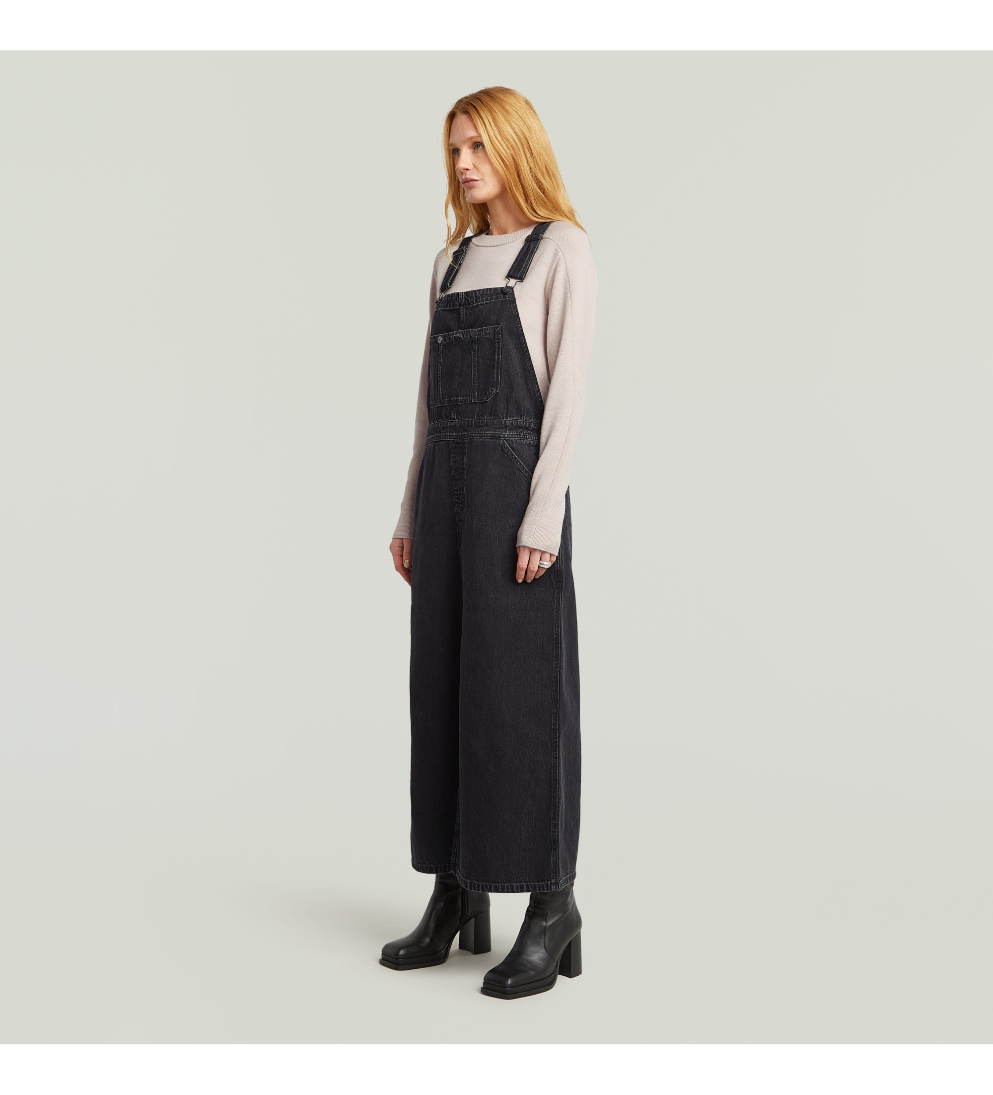 black dungaree maxi dress COLLUSION dungaree twill smock midi dress in black