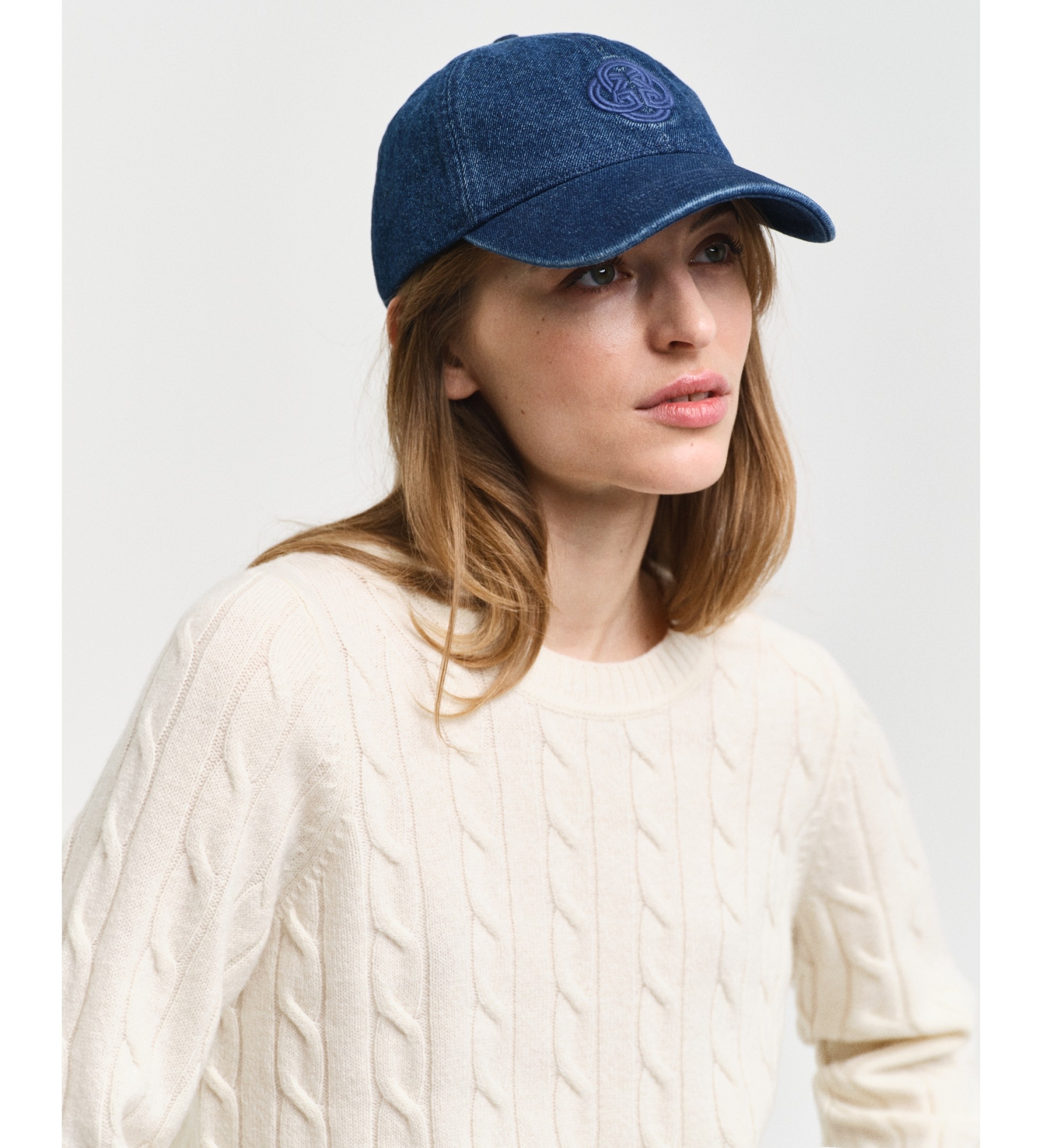 Gant Rundhalsausschnitt Schafe Wolle Achter gestrickt Pullover weiß