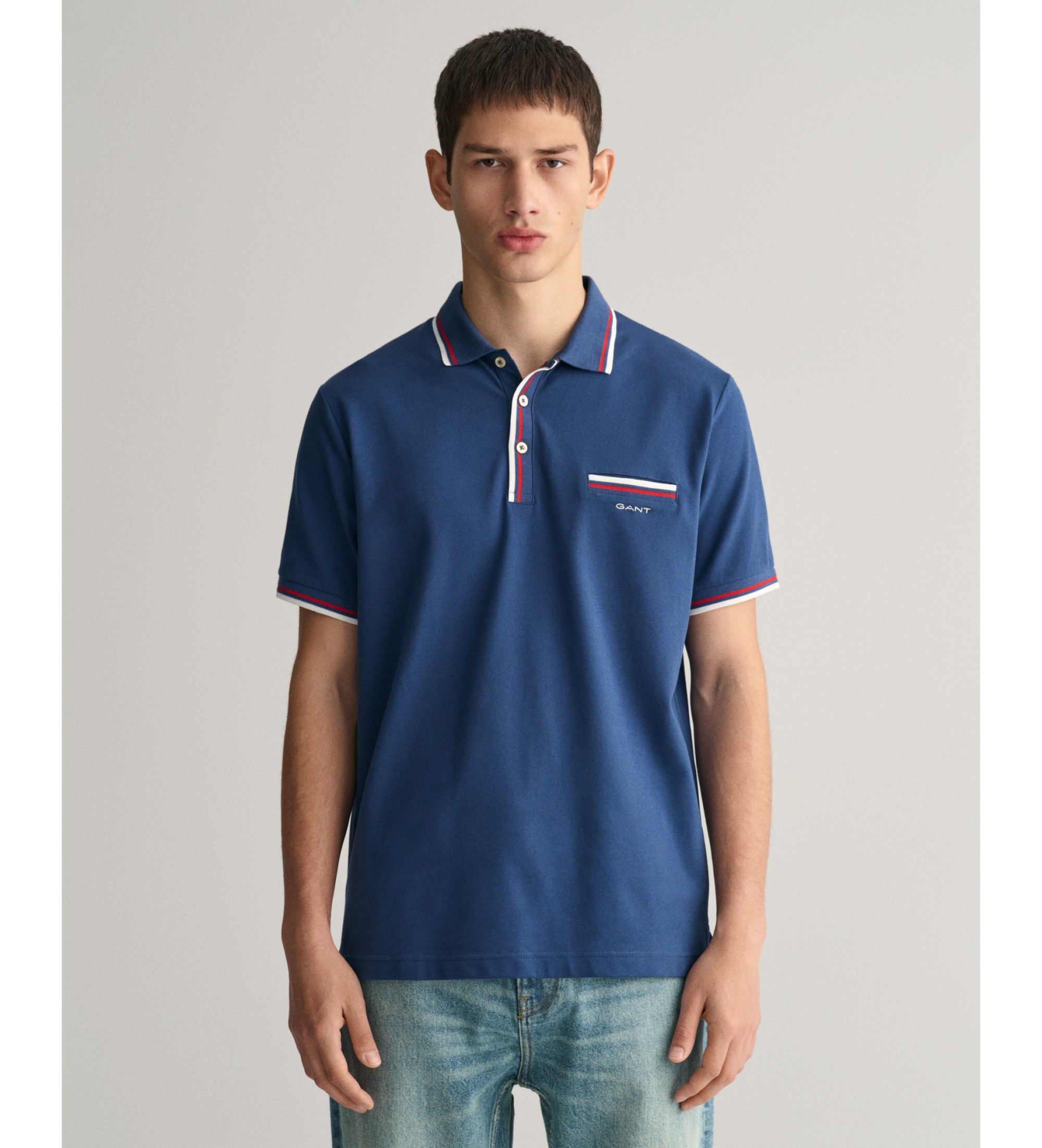 Gant Pique polo shirt with two-tone blue piping