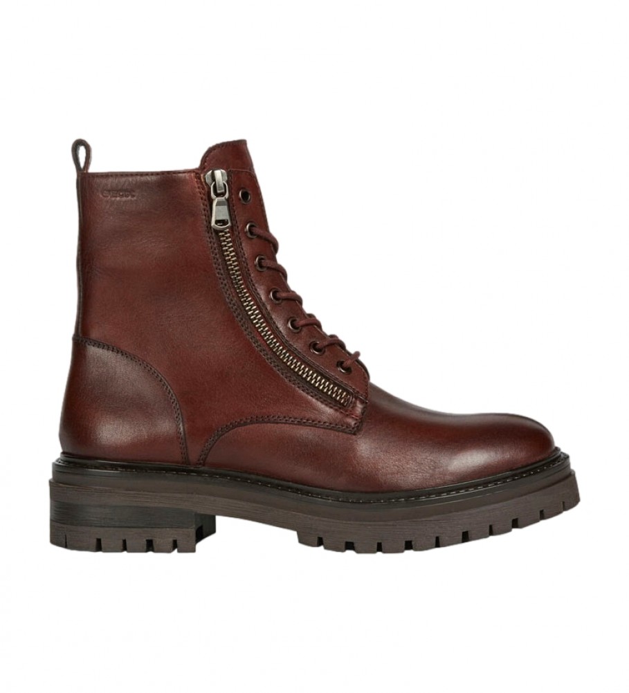 GEOX Iridea maroon leather ankle boots     