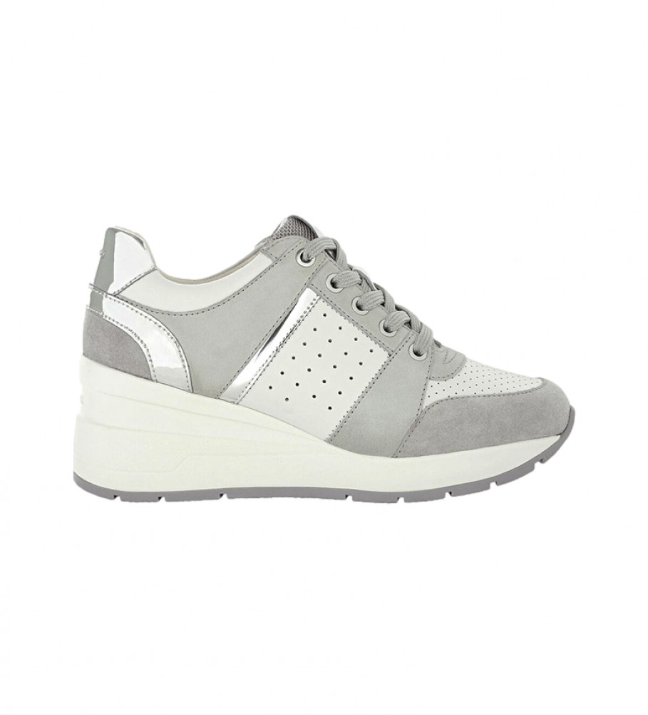 GEOX Zapatillas piel Zosma gris -Altura cuña: 6 cm- - Tienda Esdemarca calzado, moda y complementos - zapatos de marca y zapatillas de