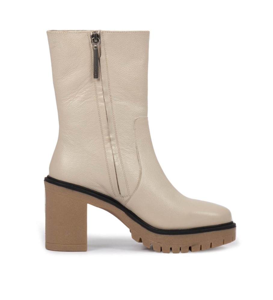 Gioseppo Neidling leather ankle boots off white -Heel height 8cm