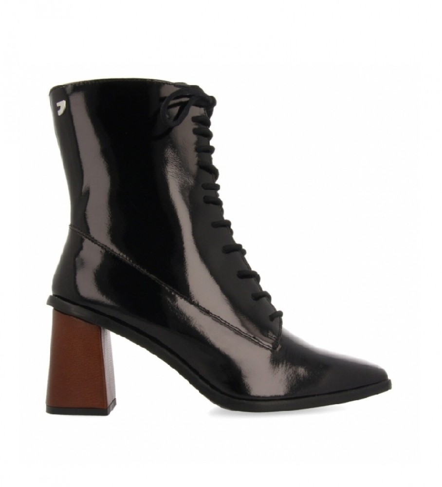 Gioseppo Vhiga Black Leather Ankle Boots - Height 7cm heel 