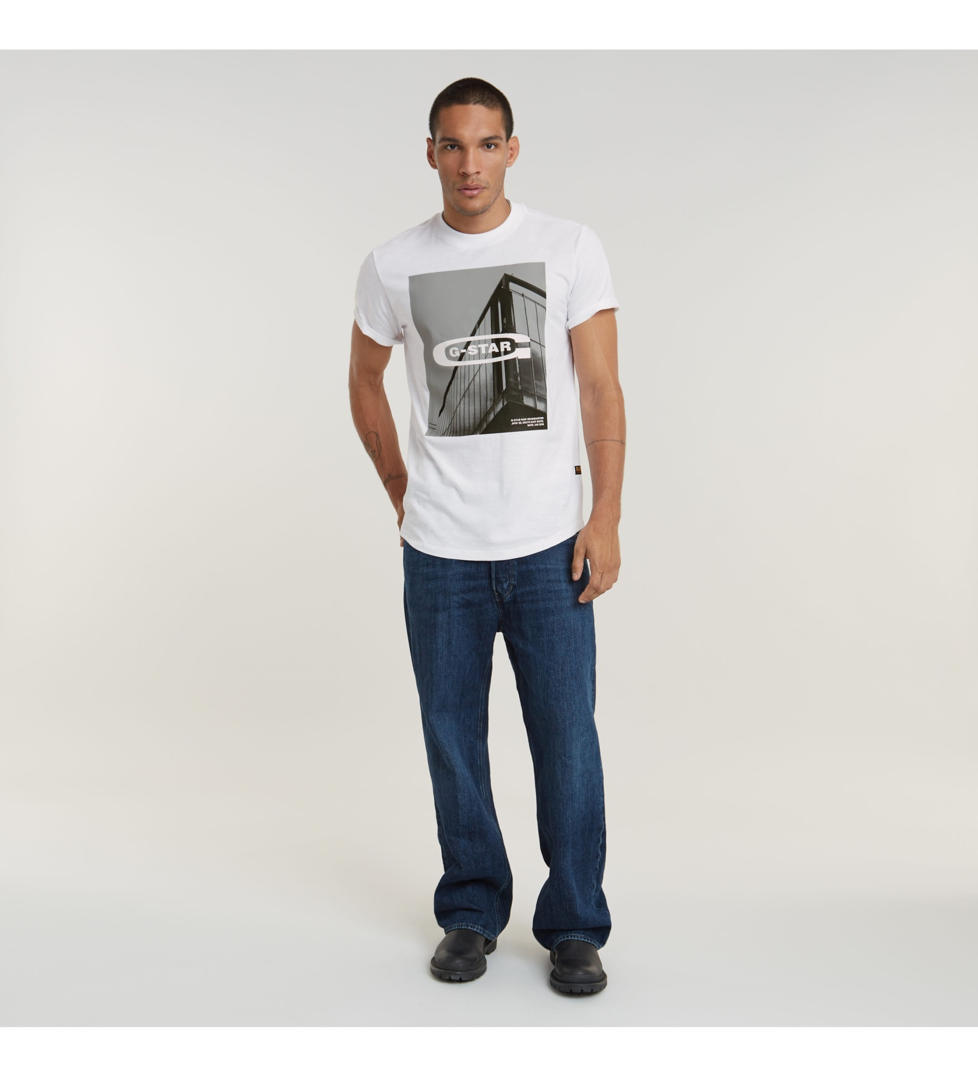 G-Star HQ T-shirt Oldskool Logo Lash biały - Sklep Esdemarca