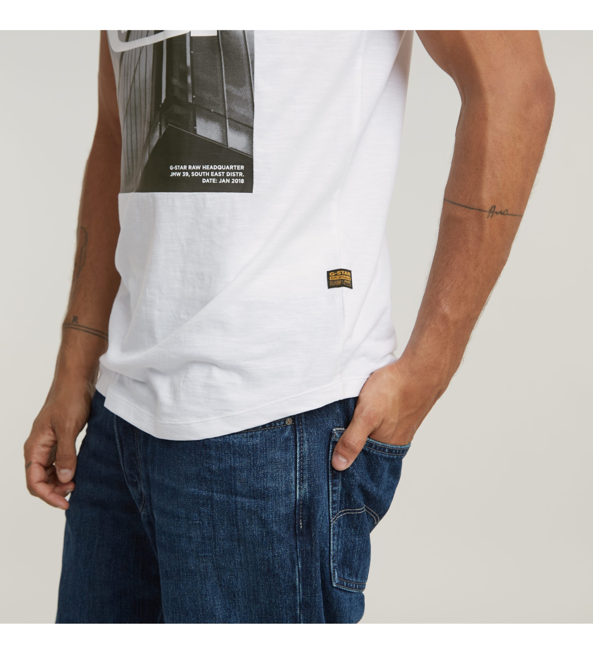 G-Star HQ T-shirt Oldskool Logo Lash biały - Sklep Esdemarca