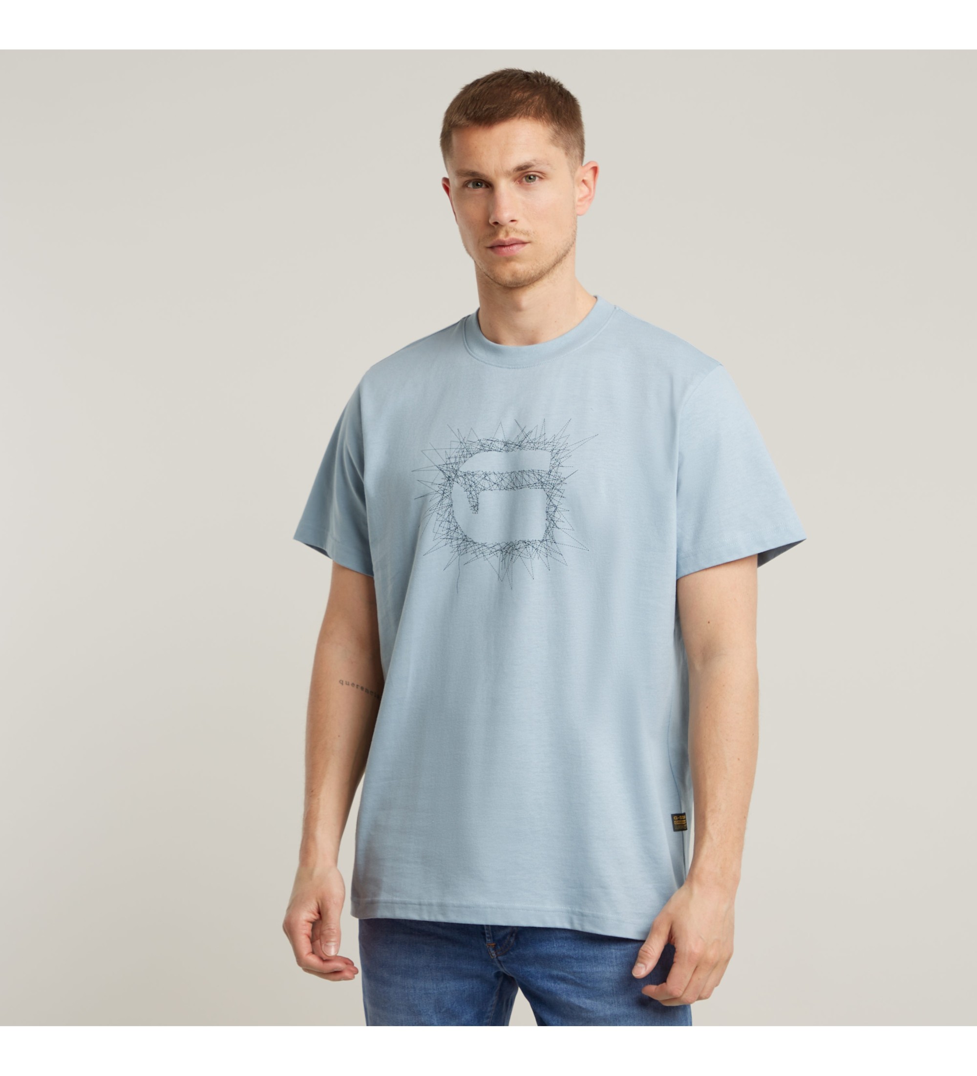 送料込★G-Star★Stitch Burger Logo Tシャツ G-Star Stitch Burger Logo Loose T-shirt niebieski - Sklep