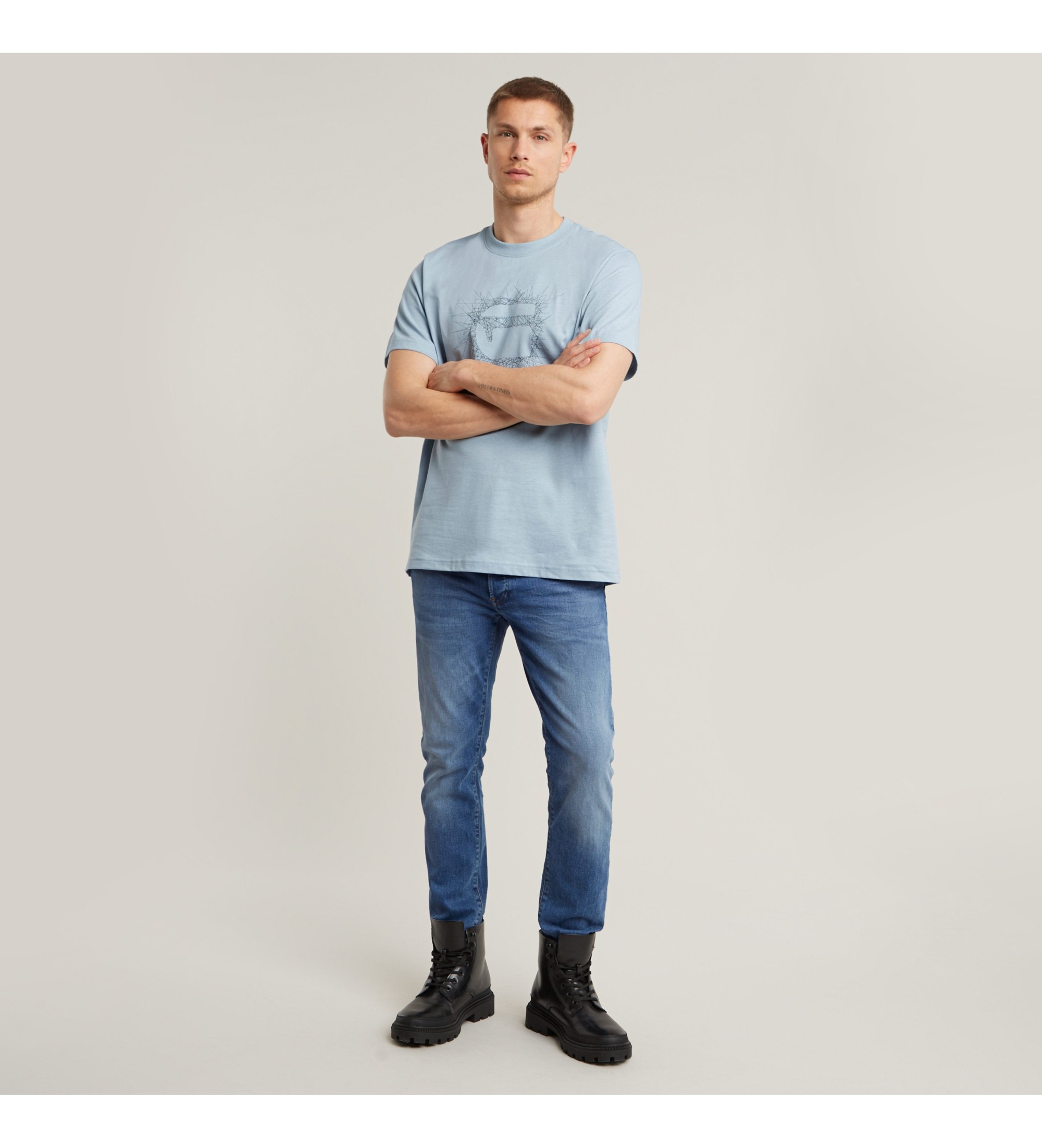 G-Star Stitch Burger Logo Loose T-shirt niebieski - Sklep