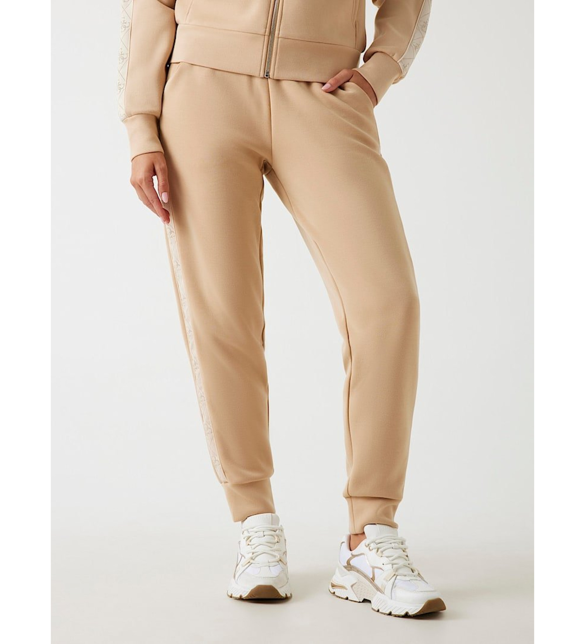 Guess Jogginghose aus Neopren mit beigem Logoband Guess Jogginghose aus Neopren mit beigem Logoband