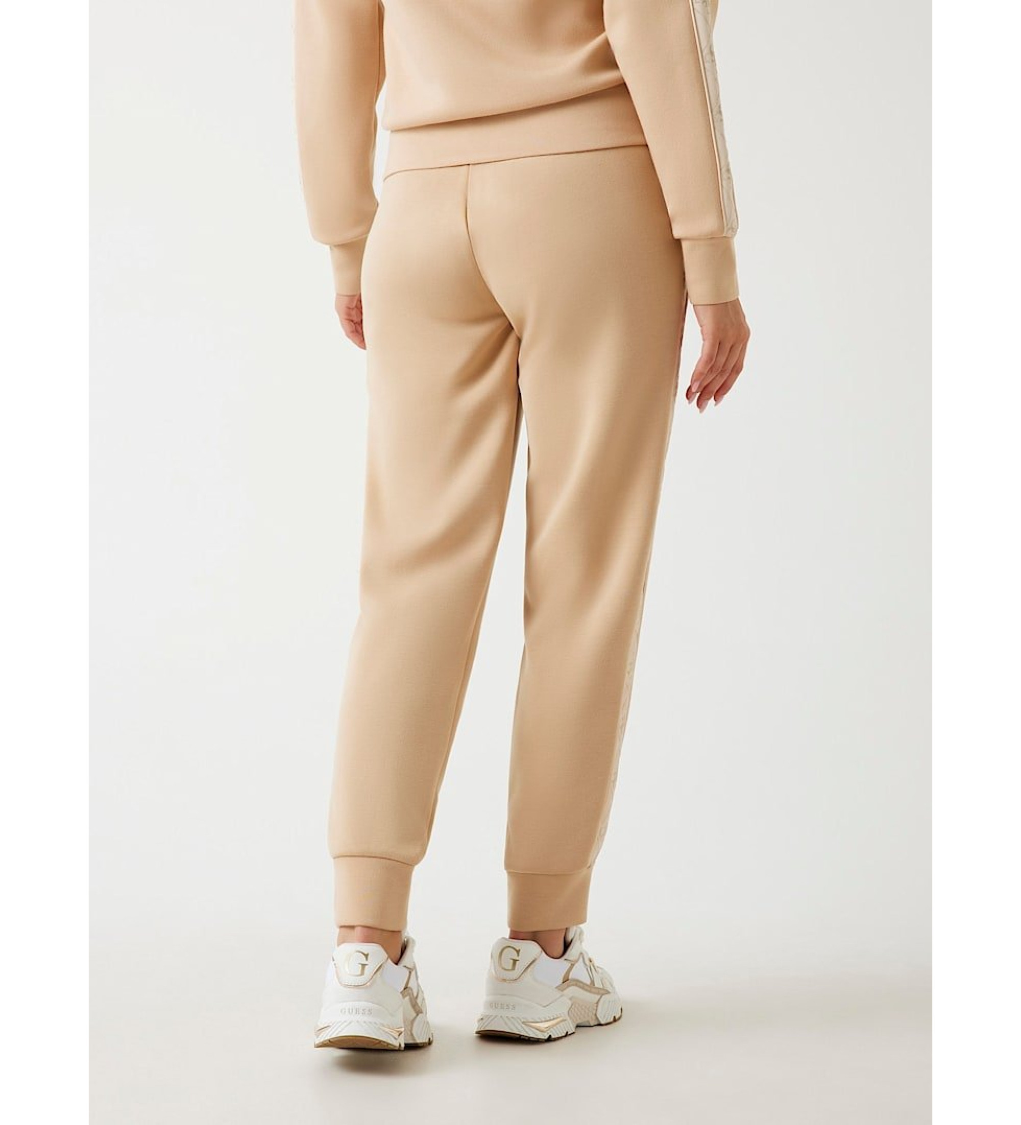 Guess Jogginghose aus Neopren mit beigem Logoband Guess Jogginghose aus Neopren mit beigem Logoband