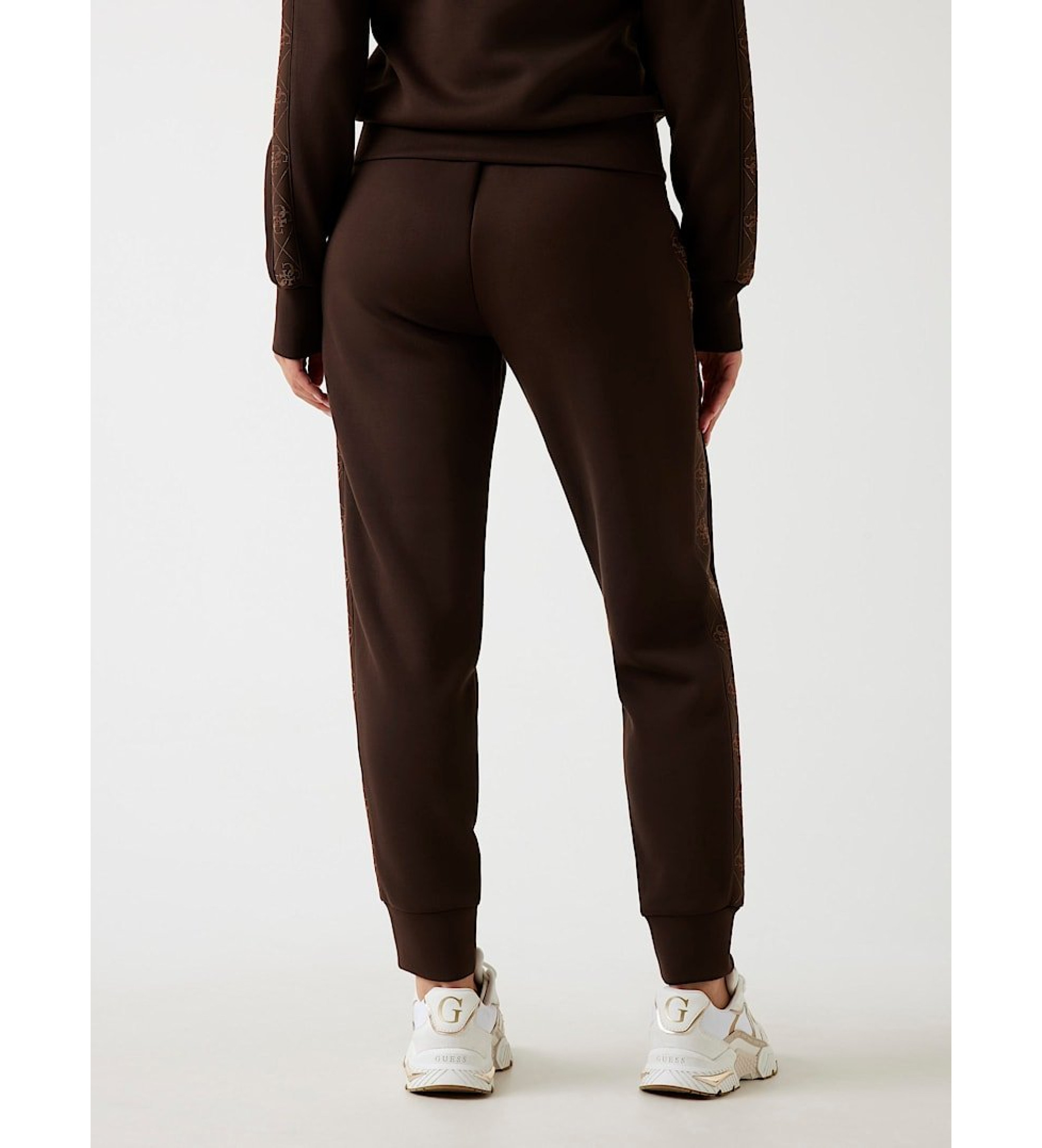 Guess Jogginghose aus Neopren mit braunem Logoband Guess Jogginghose aus Neopren mit braunem Logoband