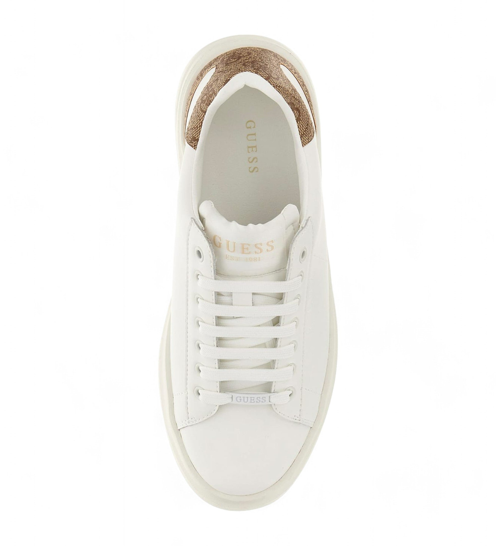 Guess Pantoufles en cuir véritable Elbina blanc