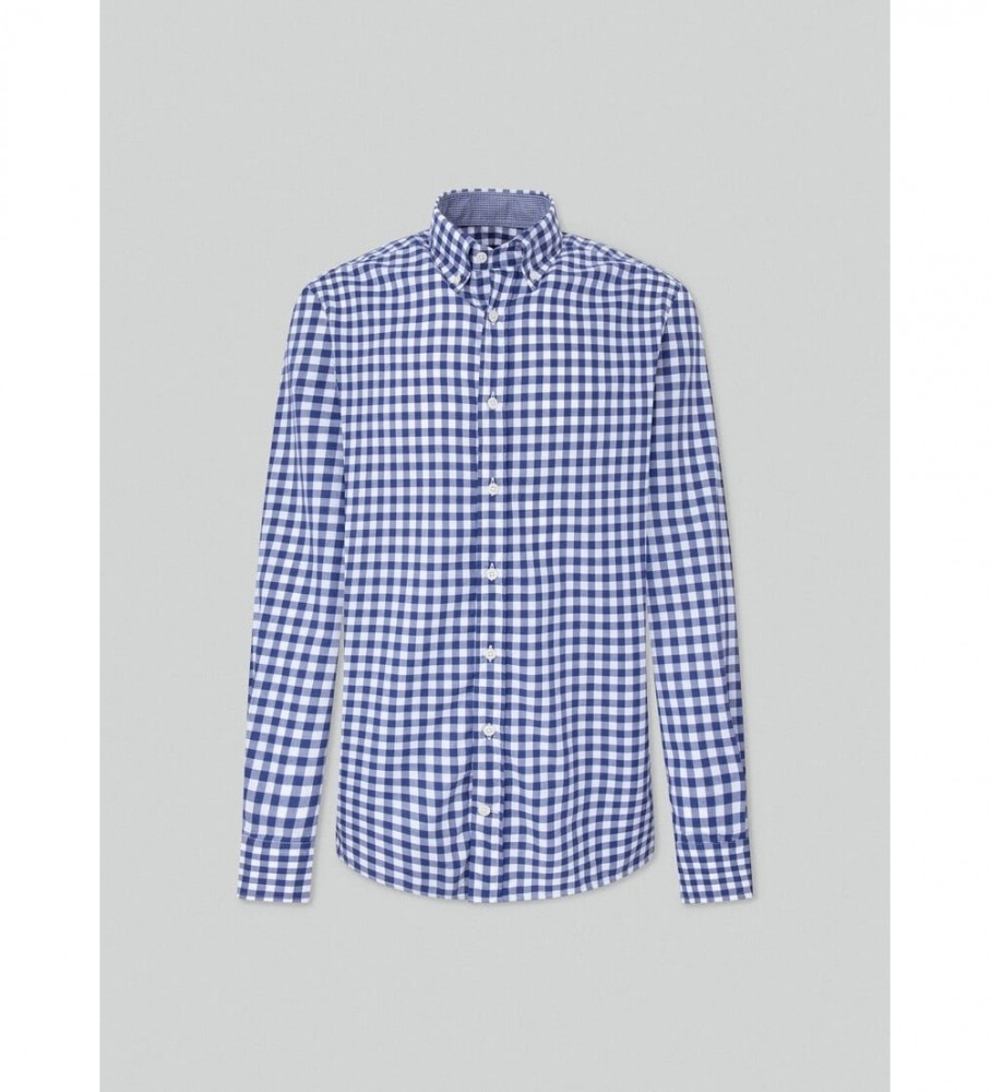 Cotone Elasticizzato Comfort Camicia Uomo Hackett London - Cotone Elasticizzato Con Logo Ricamato Logo Hackett Ricamato