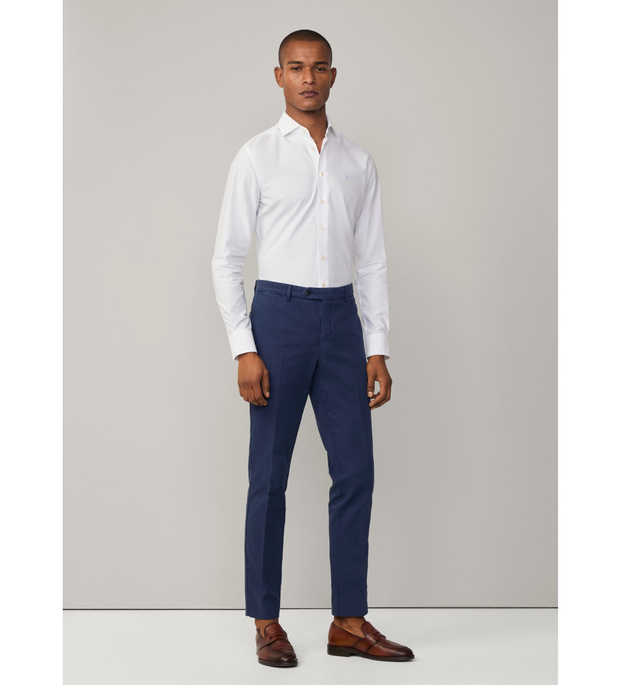 Hackett London Hemd Passform schlank Struktur weiß