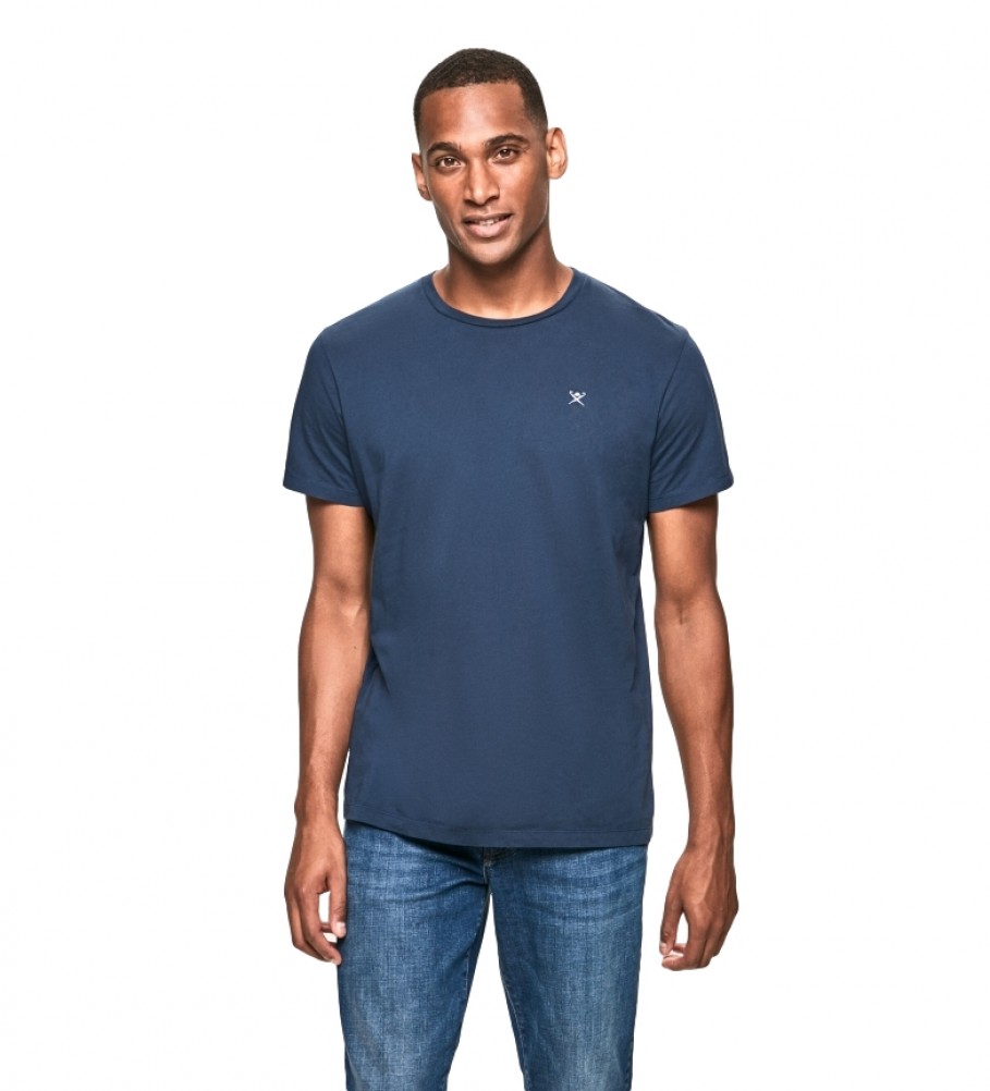 HACKETT T-shirt blu navy con logo ricamato