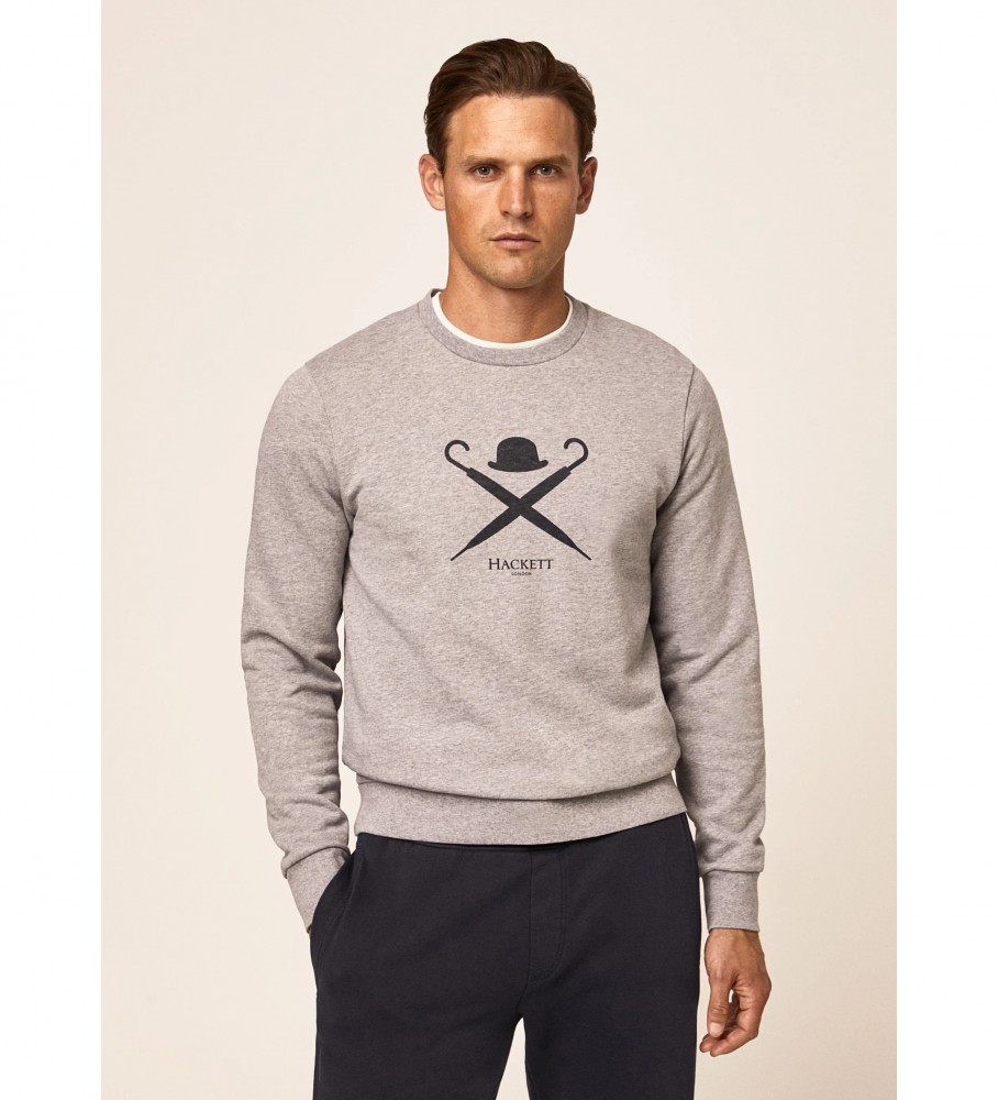 HACKETT Sweatshirt Grande Logotipo Tripulação cinzento