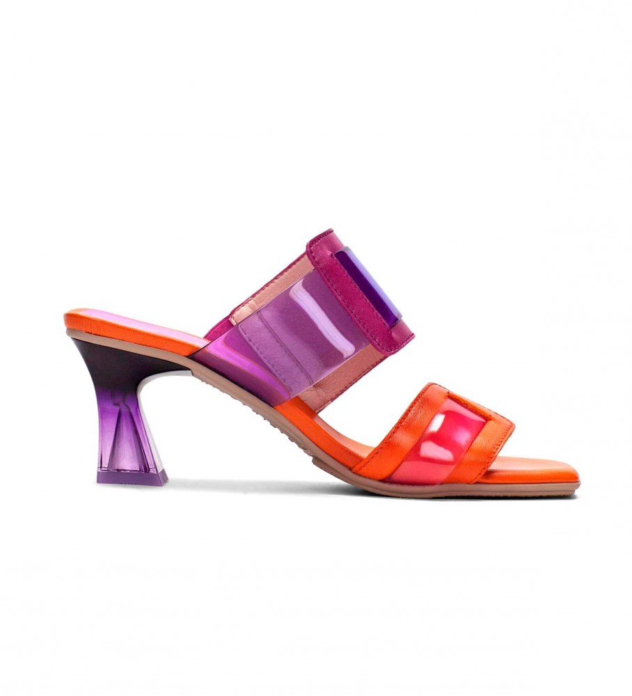 Hispanitas Læder sandaler Greta Vinyl lilla, orange -Hælhøjde 6cm - Esdemarca butik med mode og tilbehør - bedste mærker i sko og designersko