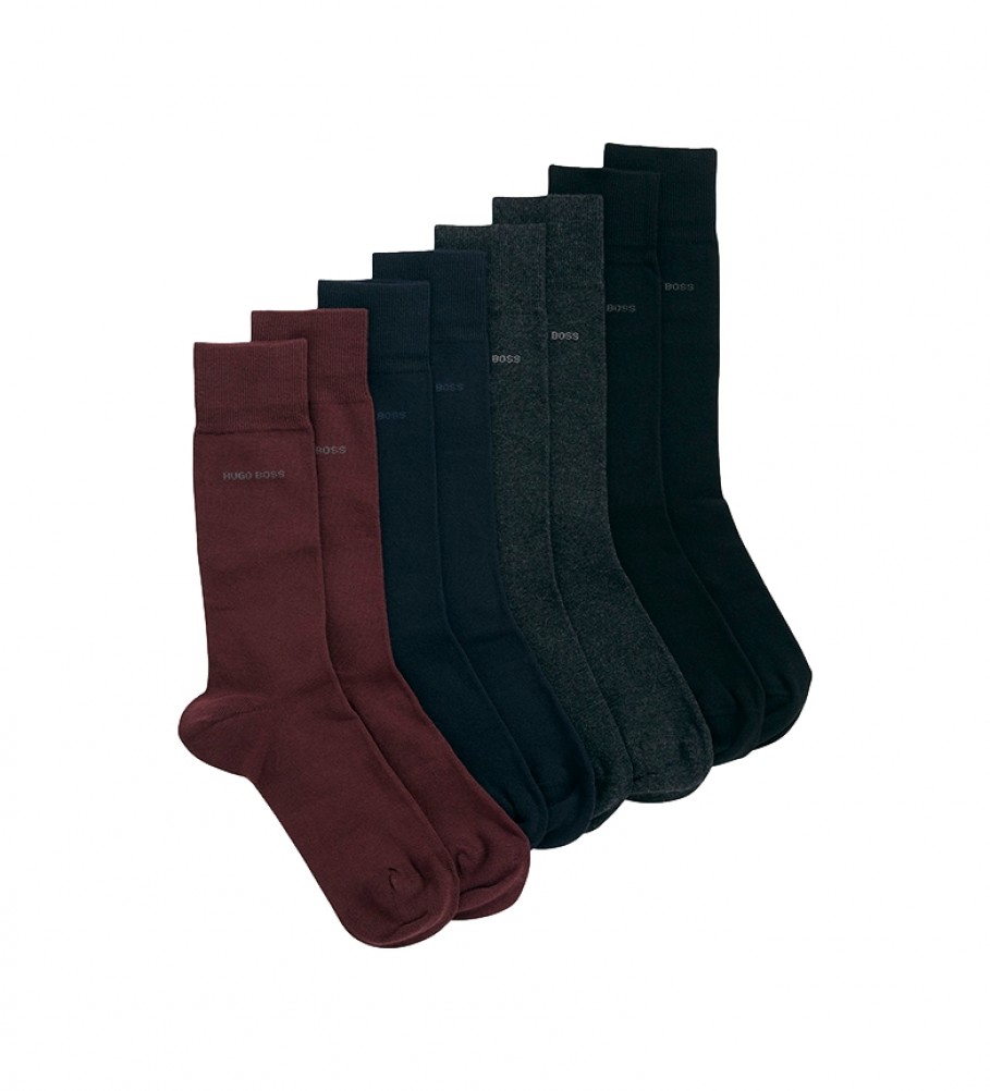 BOSS Confezione da 4 calzini RS GiftSet Uni CC - 50420240 grigio, nero, blu scuro, granato