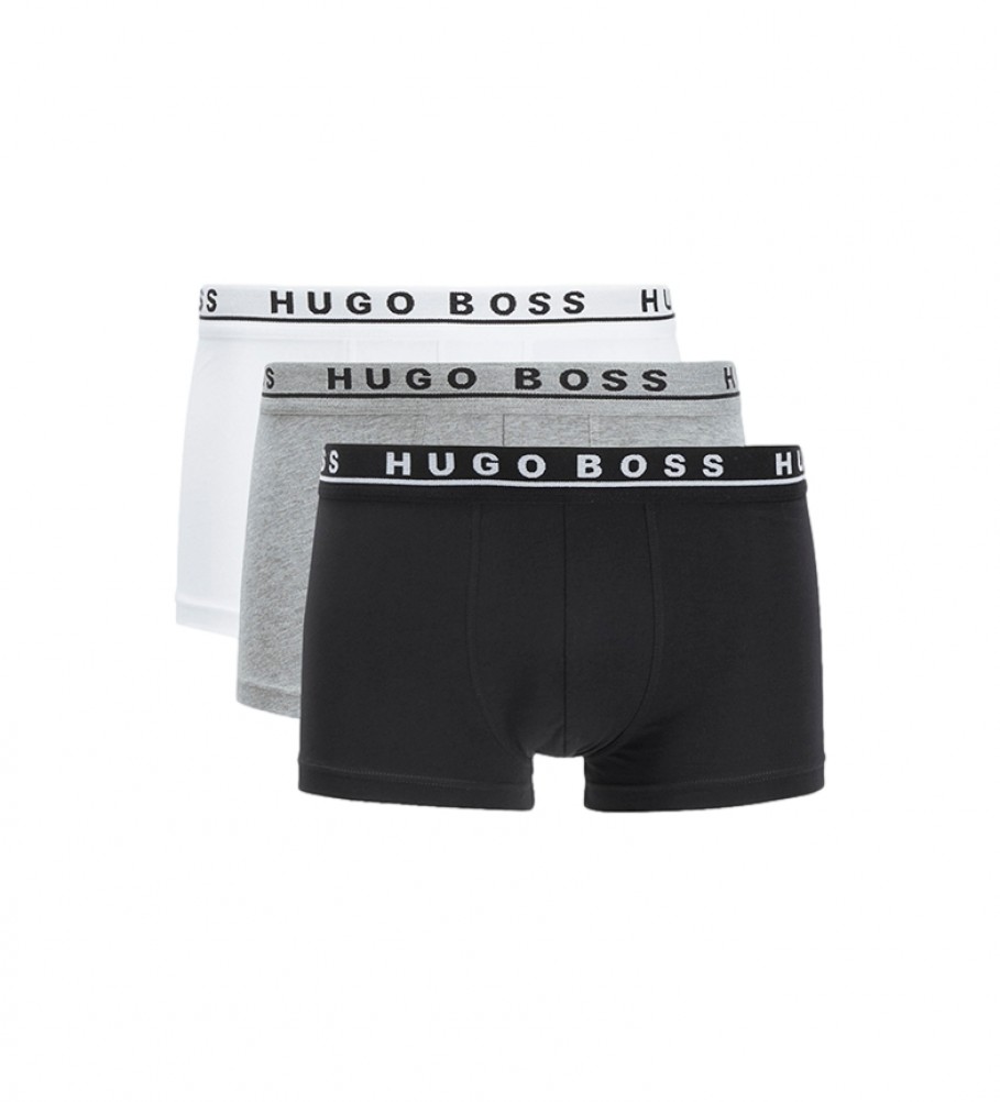 BOSS Pacote de 3 Boxer shorts CO/EL 50325403 cinza, preto, branco