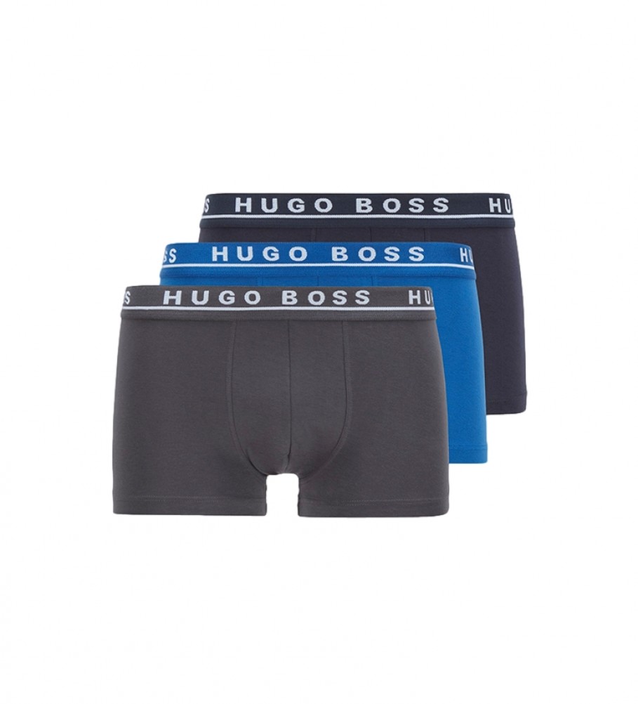 BOSS Pacote de 3 Boxer shorts CO/EL 50325403 azul, cinza, azul escuro