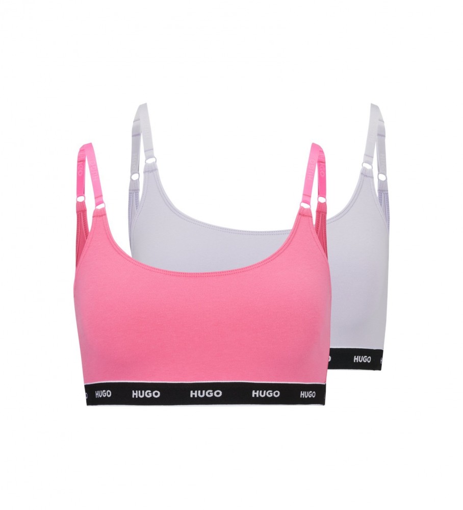 HUGO Pack of 2 Bralette bras Logo Ribbon white, pink - ESD Store fashion,  footwear and accessories - best brands shoes and designer shoes