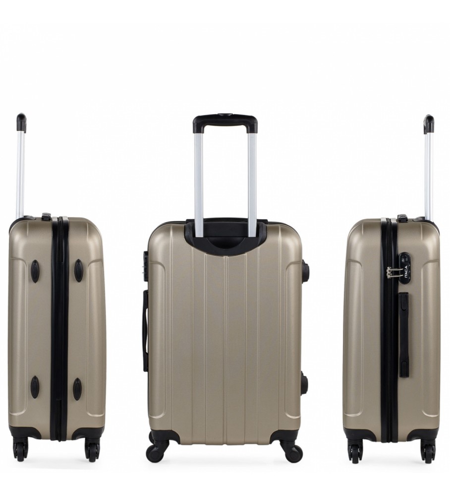 ITACA Conjunto de mala de viagem dura com 4 rodas 55/64/73 cm champanhe