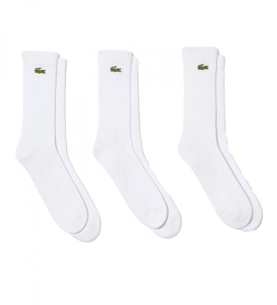 Lacoste Pack de três pares de meias brancas