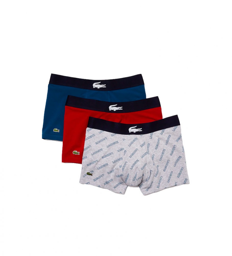 Lacoste Pack of 3 Boxer Stretch blue, red, gray