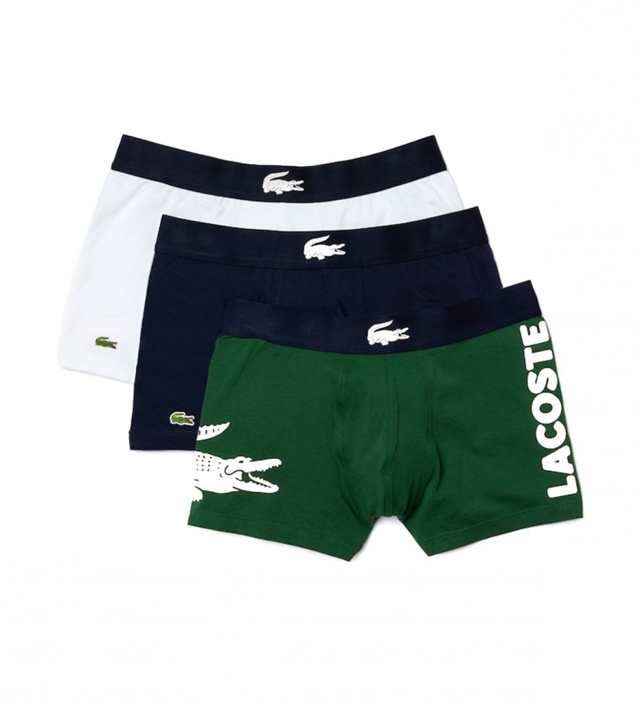 Lacoste Lot de 3 boxers 5H1803 vert, marine, blanc