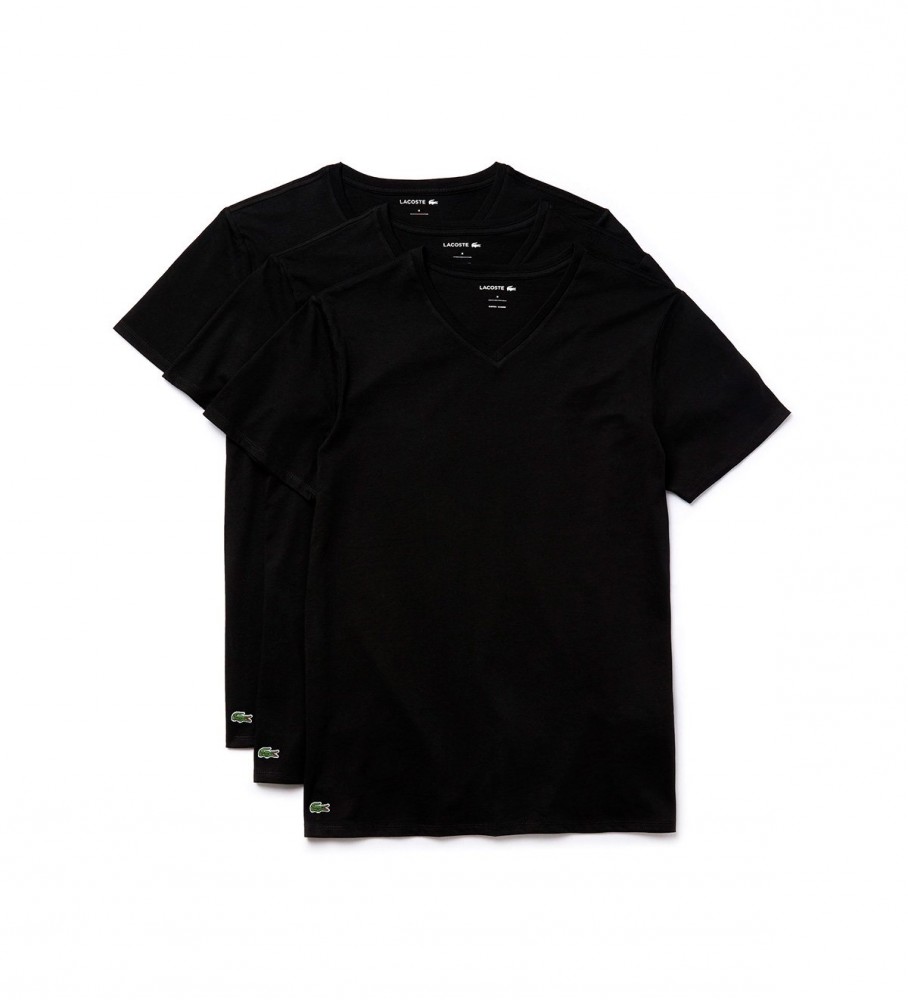 Lacoste Pack Of 3 Black Underwear T-Shirts