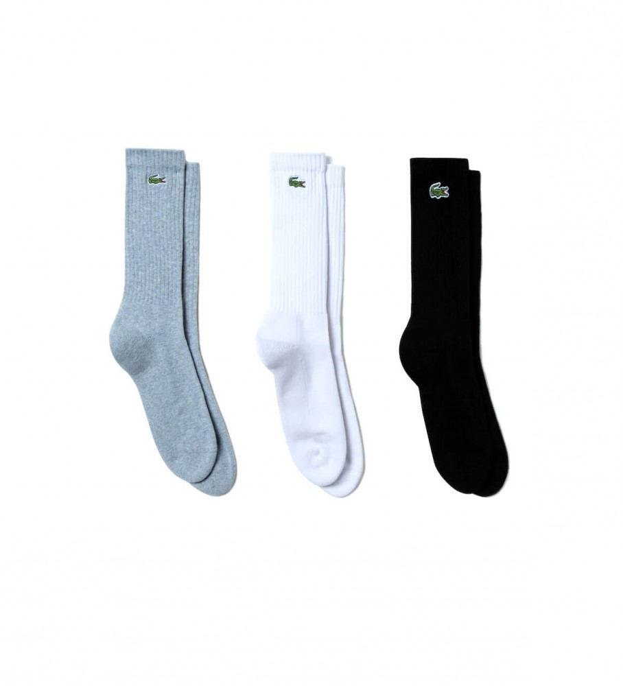 Lacoste Pack de tres pares de calcetines blanco,gris,negro