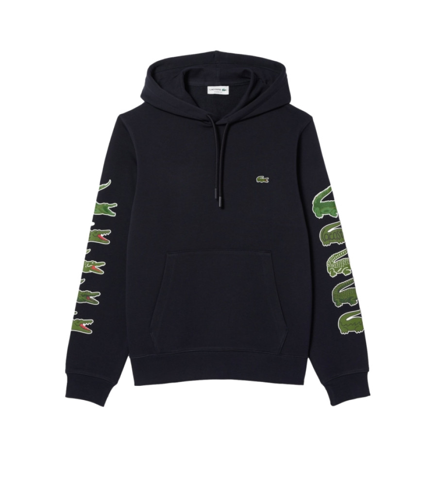 Lacoste Hooded sweatshirt with contrasting navy crocodile print