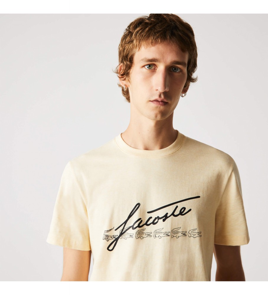 Lacoste Beige Crocodile Print T-shirt 