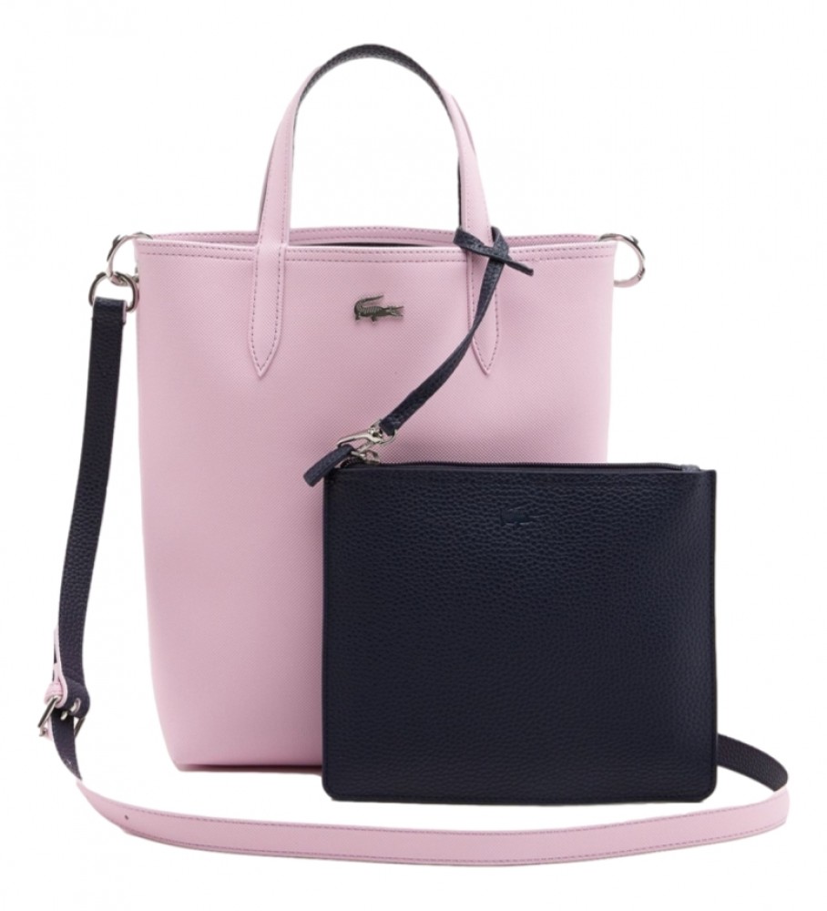 Lacoste Pink, navy reversible vertical shopping bag