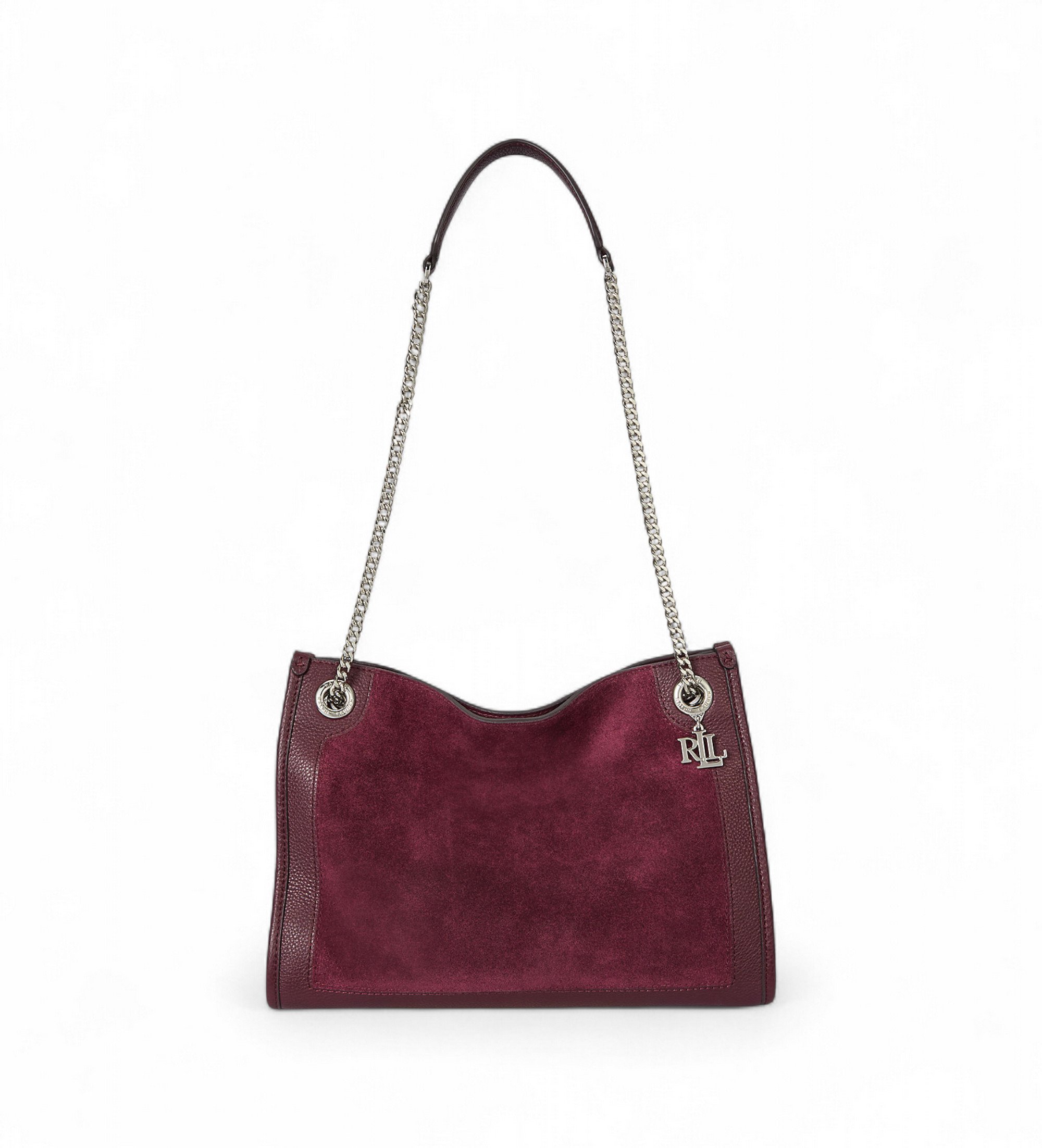 Lauren Ralph Lauren Kastanienbraune Bradley-Tasche aus Wildleder und Leder Lauren Ralph Lauren Kastanienbraune Bradley-Tasche aus Wildleder und Leder