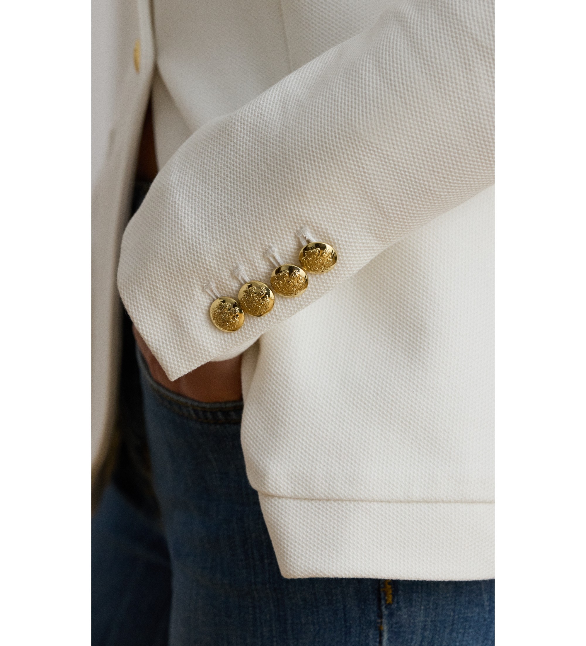 Lauren Ralph Lauren Blazer z białego żakardowego sznurka
