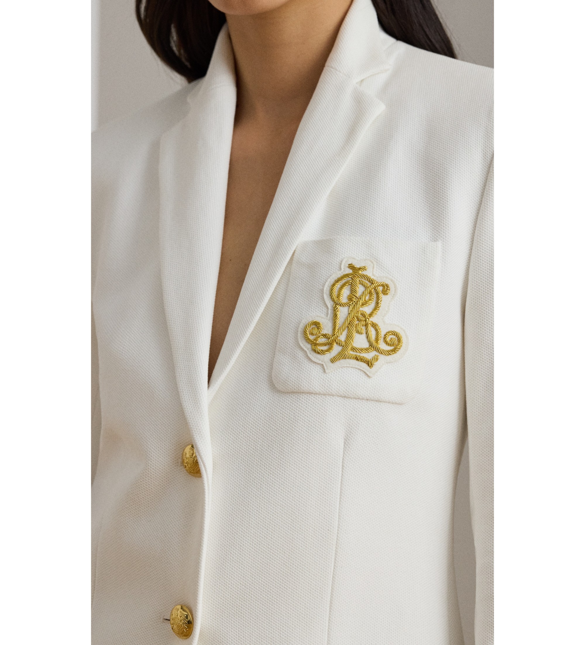 Lauren Ralph Lauren Blazer z białego żakardowego sznurka