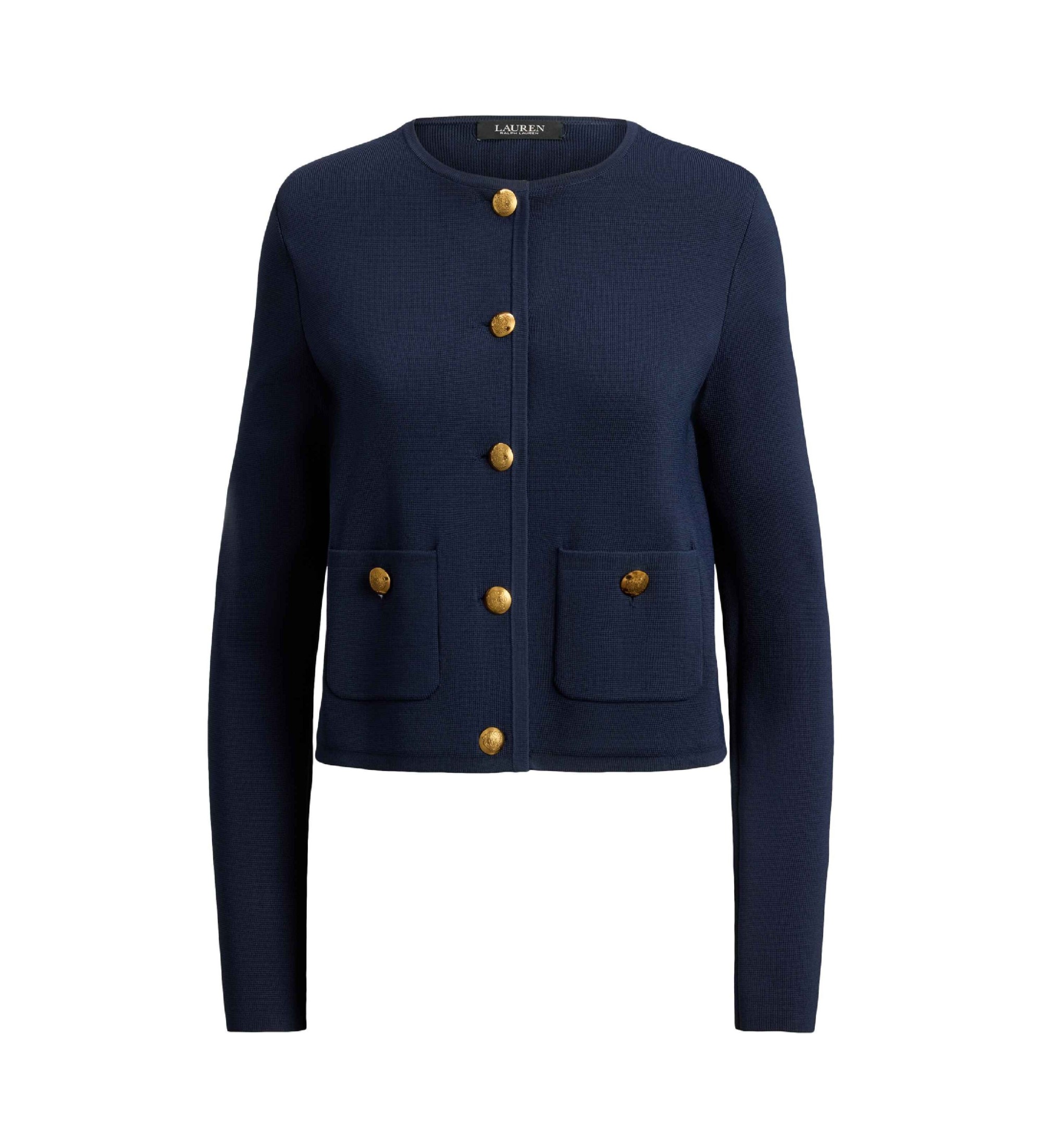 Lauren Ralph Lauren Marineblauw gebreid cropped jasje